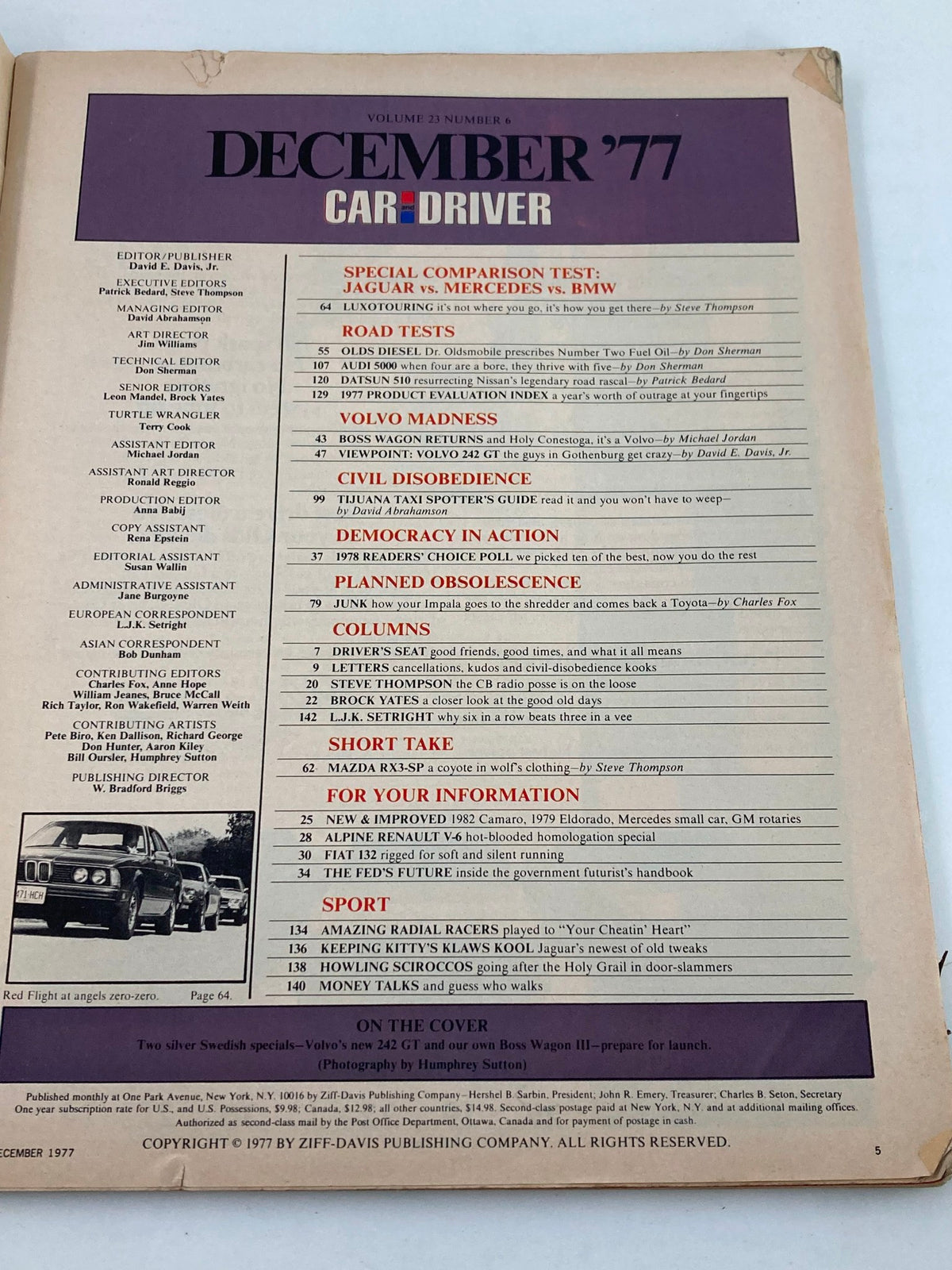 Vintage Car and Driver Magazine December 1977 Swedish Volvo 242 GT & Wagon III