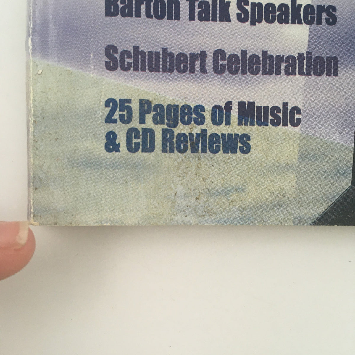 Detail shot of Stereophile Magazine October 1997 emphasizing articles including Barton Talk Speakers, Schubert Celebration, and music and CD reviews.