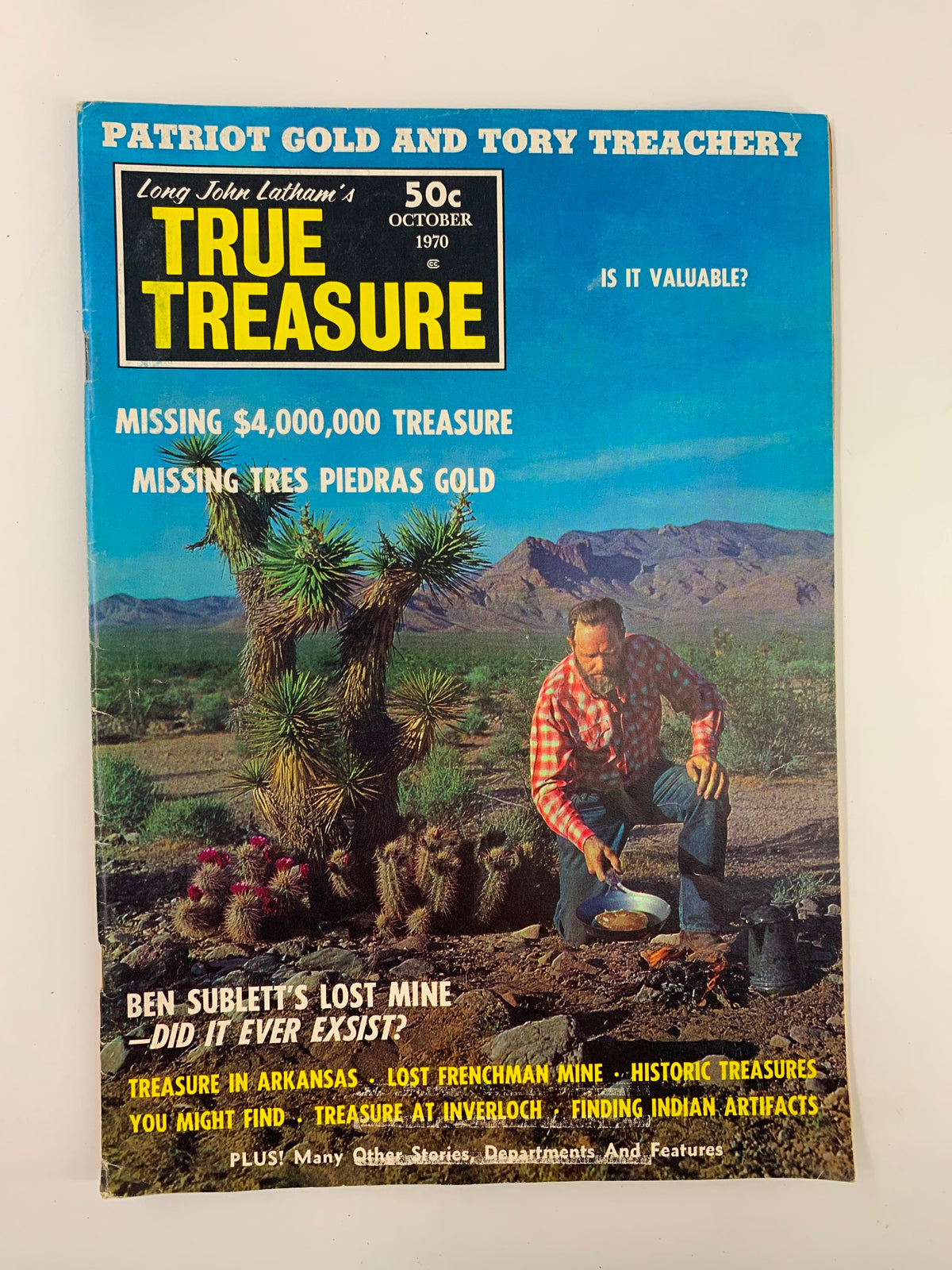 Cover of the VTG True Treasure Magazine from September 1970 featuring the story of Ben Sublett's Lost Mine. The magazine highlights themes of treasure hunting with eye-catching graphics and desert scenery.