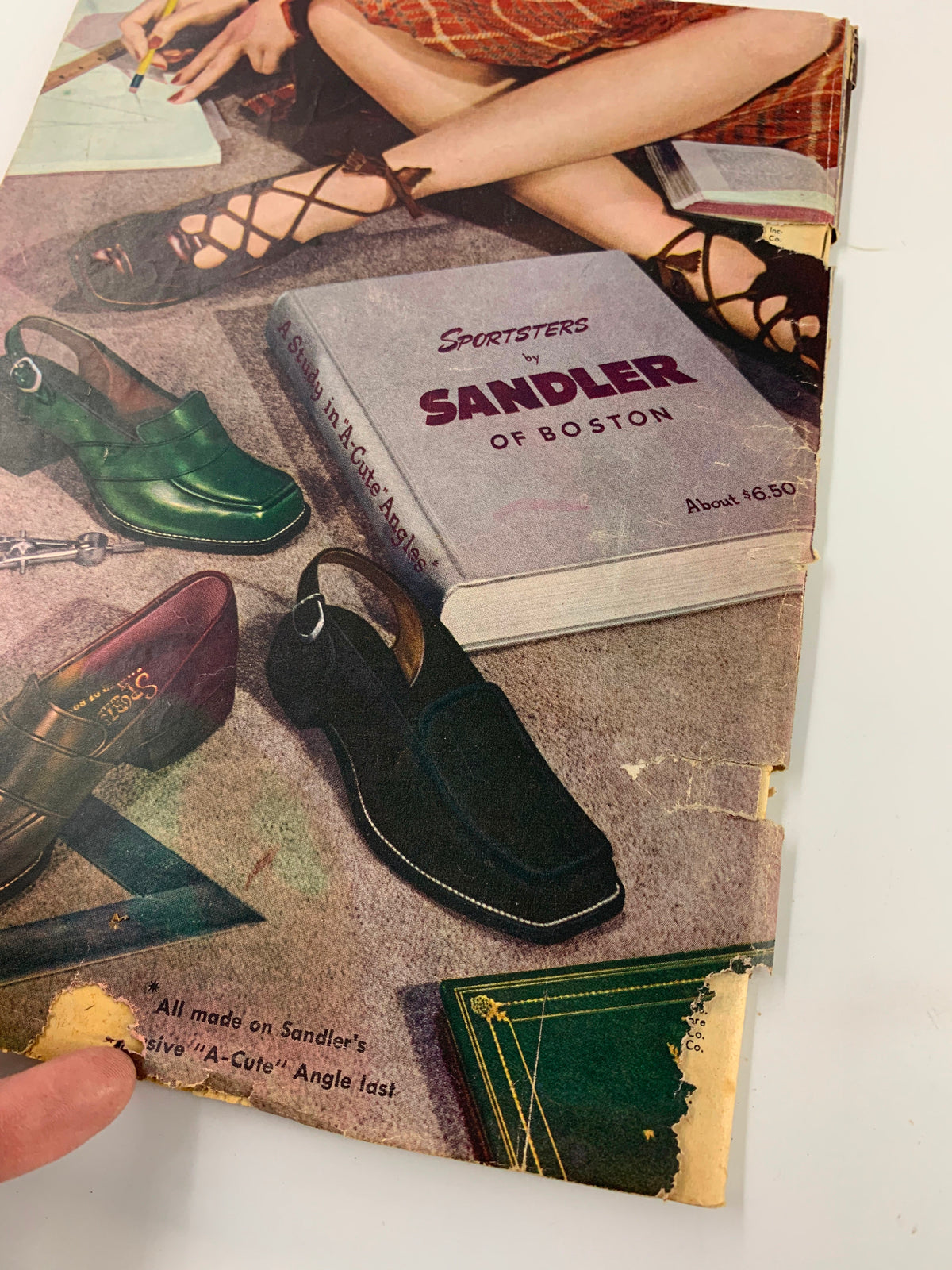 VTG Calling All Girls Magazine September 1946 presenting a close-up of Sandler shoes advertisement with detailed shots of fashionable footwear and accessories.