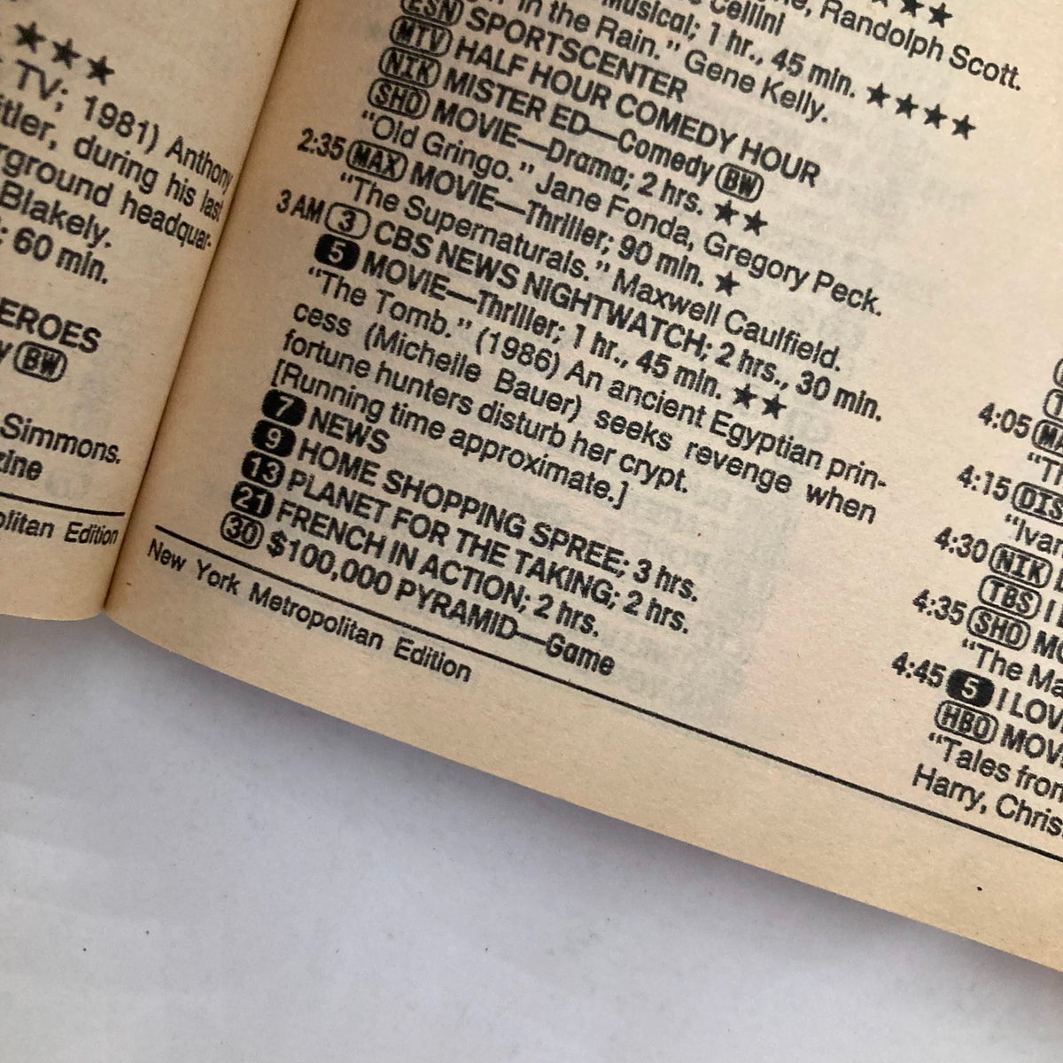 TV Guide Magazine April 27, 1991: Inside page showing television schedule with listings including CBS News Nightwatch and The Movie, highlighting entertainment options during that era.