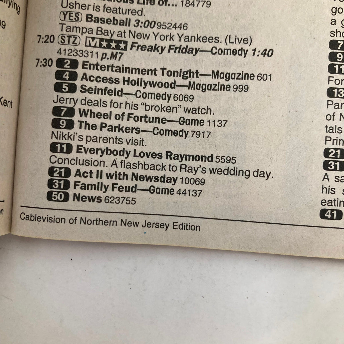 Interior page of TV Guide Magazine from July 4, 2004, showcasing television listings including 'Everybody Loves Raymond' and 'Access Hollywood'.