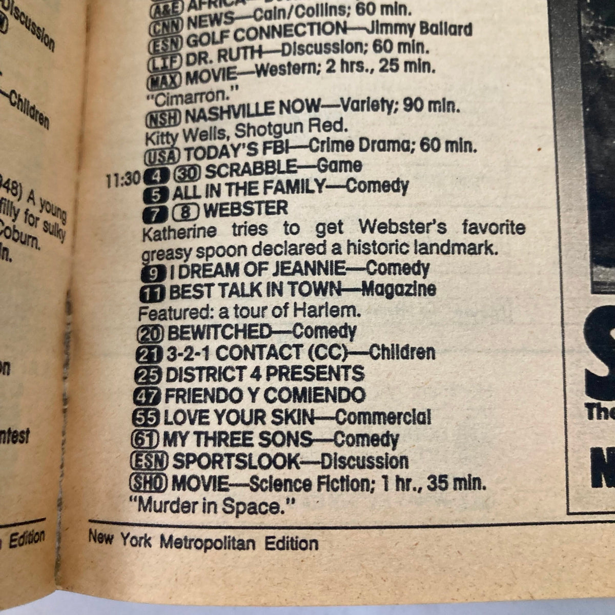 Interior page from TV Guide Magazine May 9 1987 showcasing television listings including popular shows like I Dream of Jeannie and All in the Family, reflecting 1980s TV culture.