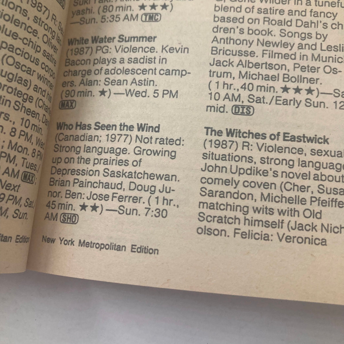Inside page of TV Guide Magazine December 31 1988 displaying programming listings and entertainment articles, representing late 1980s pop culture.