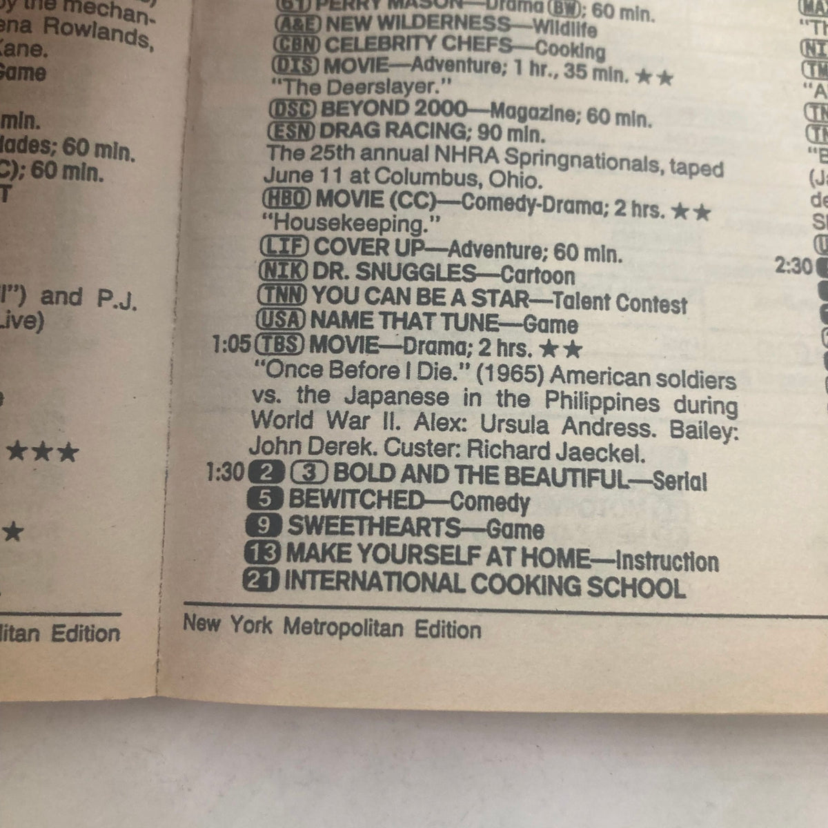 TV Guide Magazine June 24 1989 interior page displaying program listings and details for popular shows, emphasizing the New York Metropolitan Edition.