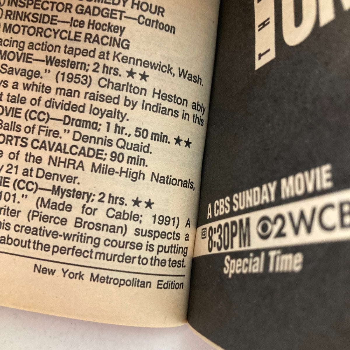 Inside pages of the TV Guide Magazine from March 23, 1991, showcasing television programming listings and details from the New York Metropolitan Edition.