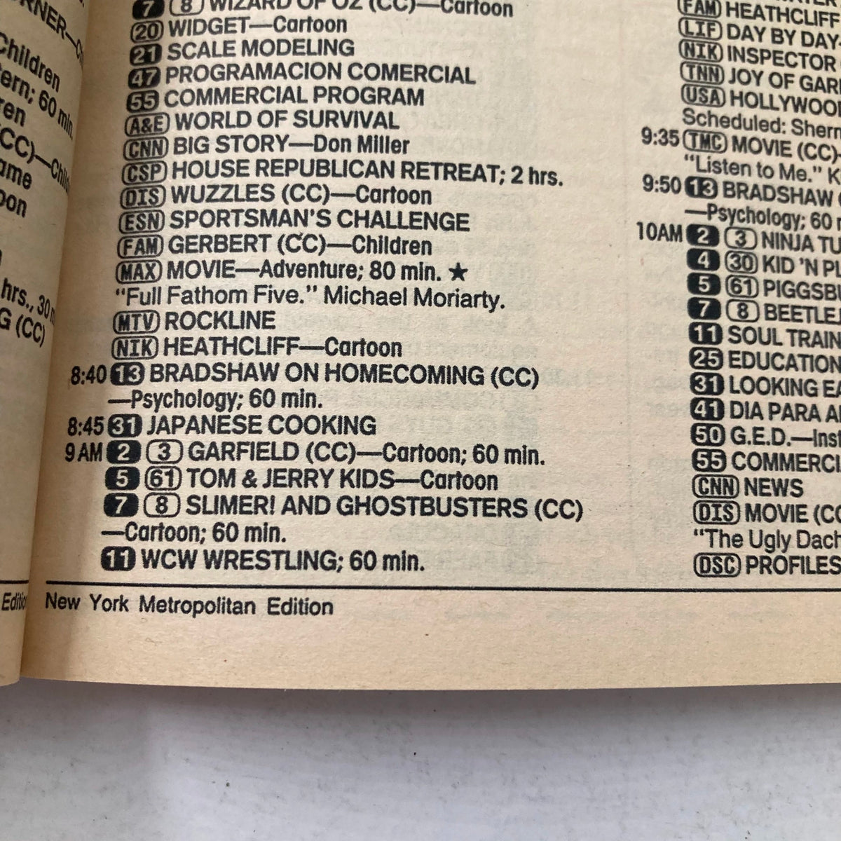 Inside page of TV Guide Magazine March 16 1991 displaying TV schedules and programming listings, highlighting cartoon titles and shows from the early 1990s.
