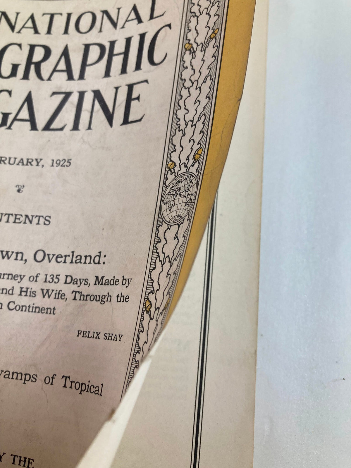 Interior page visible from the February 1925 National Geographic Magazine highlighting article details about the journey from Cairo to Cape Town.