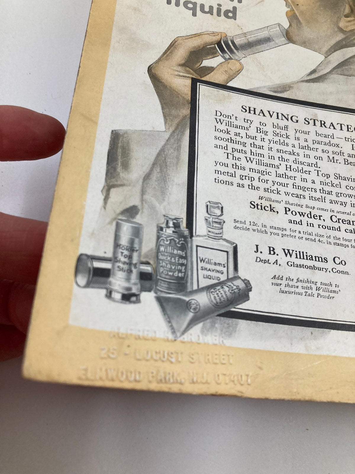 Back cover of VTG The National Geographic Magazine January 1917 showcasing advertisements and a stamped address.