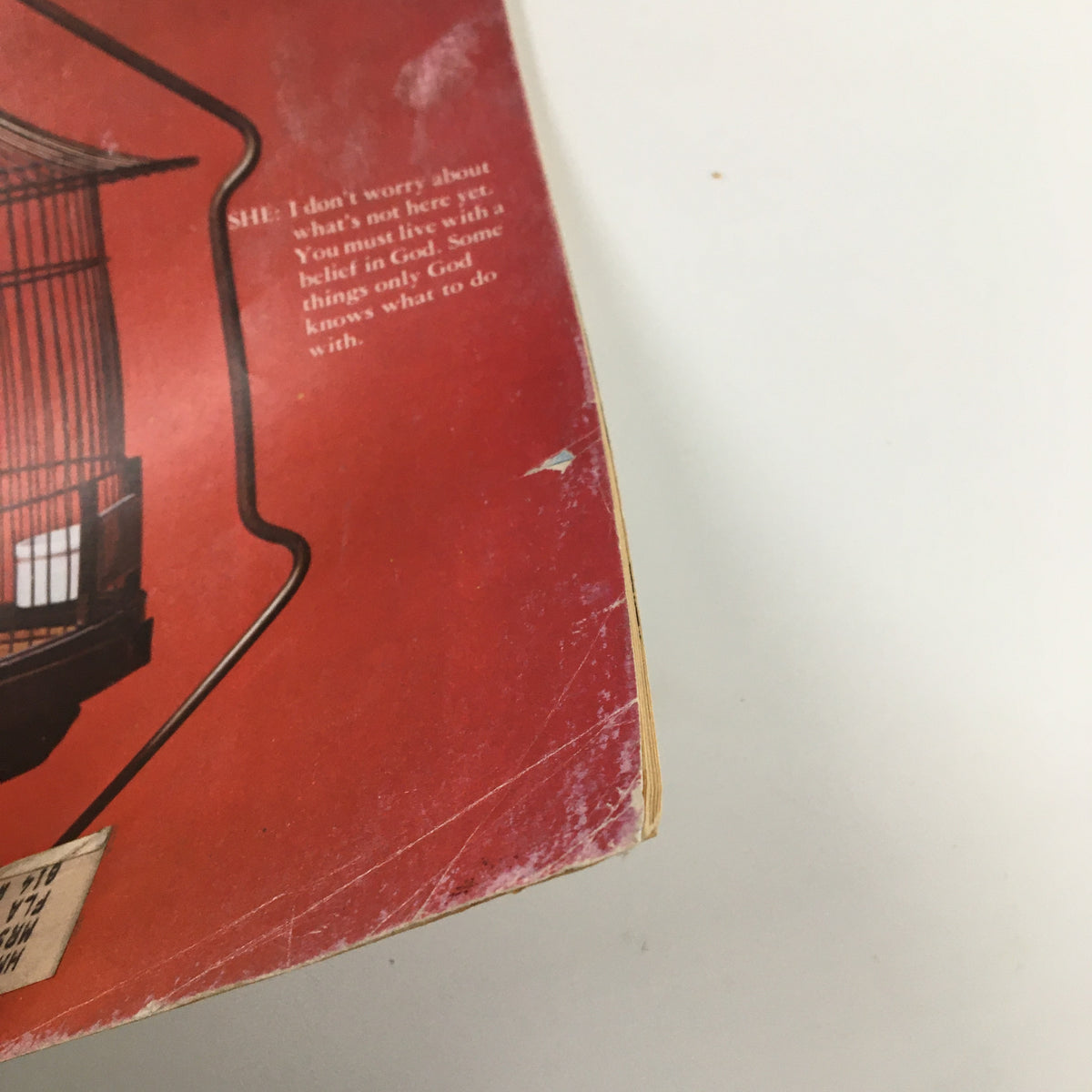 Side view of the cover of VTG Harper's Magazine February 1973 with visible wear, emphasizing the vintage condition and historical significance of the 'A Middle American Marriage' article.
