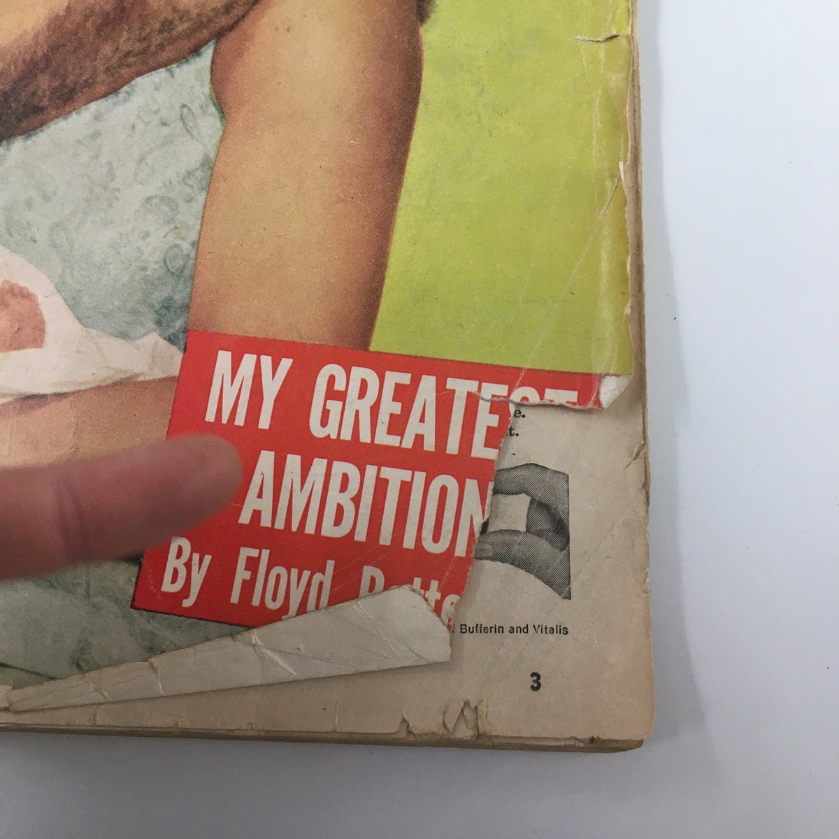 Detail from the VTG Ebony Magazine March 1957 cover highlighting the article title 'MY GREATEST AMBITION by Floyd Butler' in bold red text.