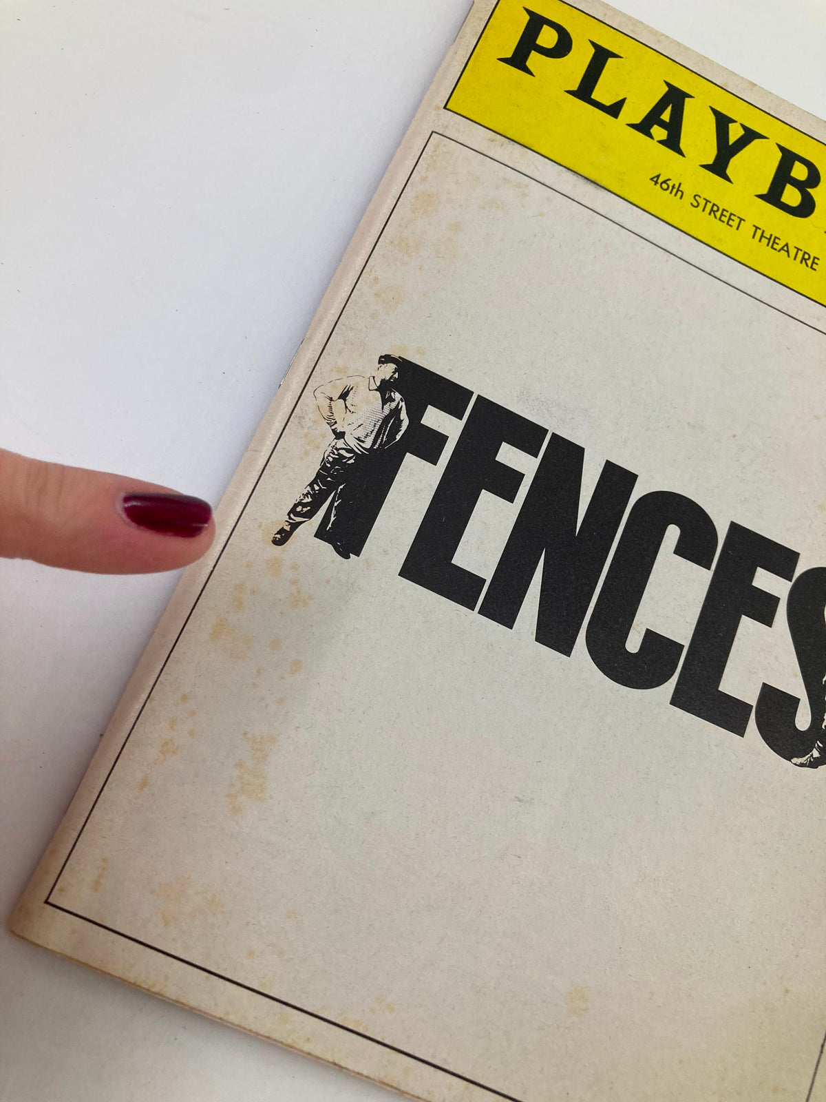 Front cover of the 1988 Playbill featuring Billy Dee Williams in 'Fences' by August Wilson, showcasing the title prominently.