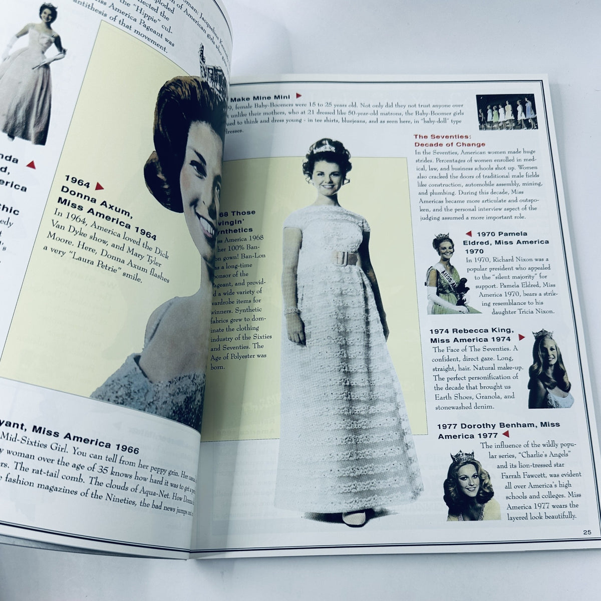 Page showcasing past Miss America contestants and their achievements from The 1992 Miss America Pageant Magazine Official Program.
