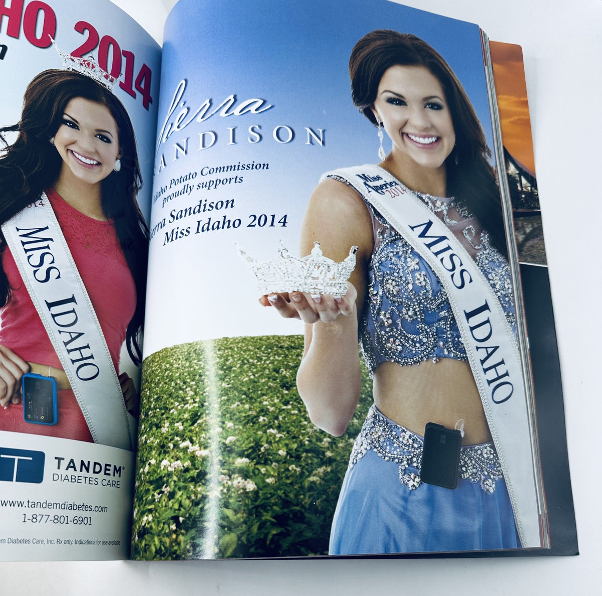 Image from Miss America Magazine 2014 featuring Sierra Sandison, Miss Idaho 2014, showcasing her crown and gown against an Idaho backdrop. Part of the 60th Anniversary celebration of Miss America.