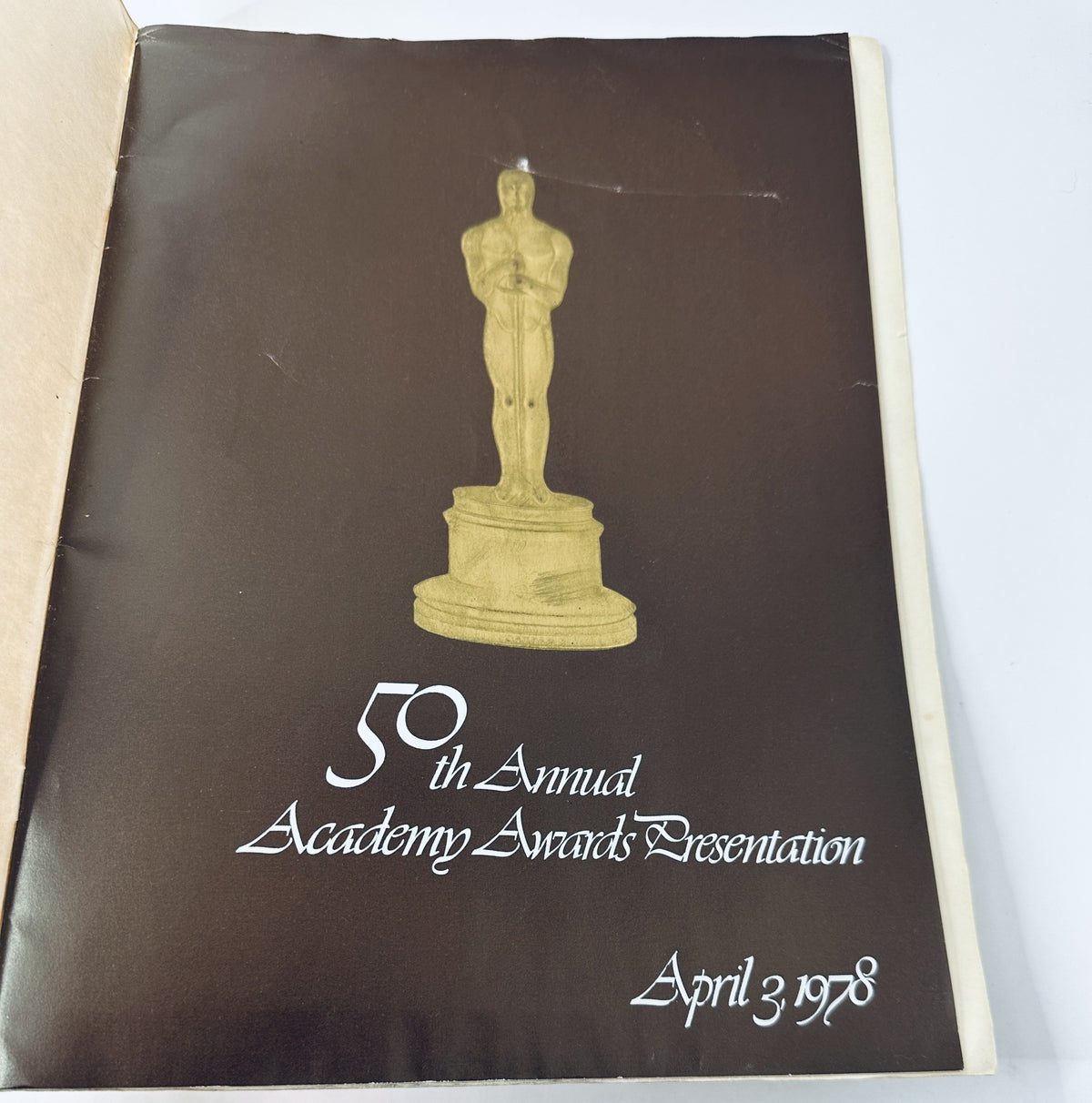 50th Annual Academy Awards Presentation Program cover from April 3, 1978, showcasing an Oscar statue.