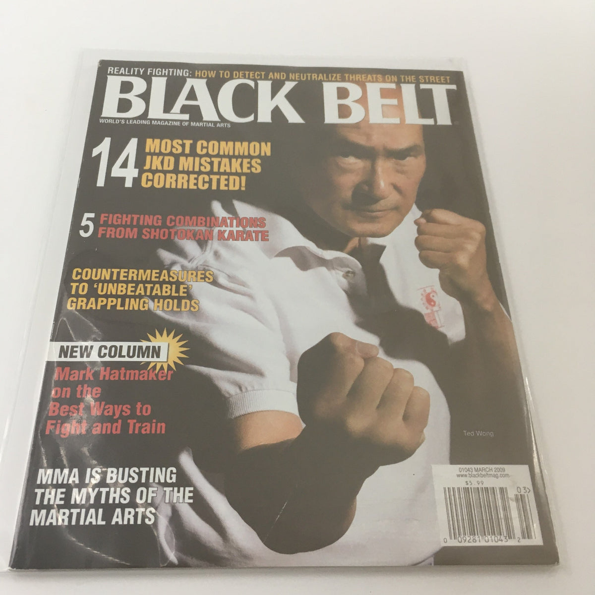 Cover of Black Belt Magazine March 2009 featuring Ted Wong, showcasing an article on the unbeatable grappling hold, ideal for martial arts enthusiasts and collectors.