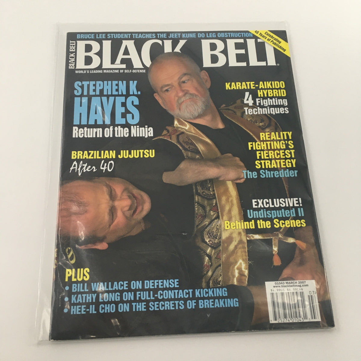Cover of Black Belt Magazine March 2007 featuring Stephen K. Hayes and the headline 'Return of the Ninja', showcasing articles on martial arts techniques and featured stories.