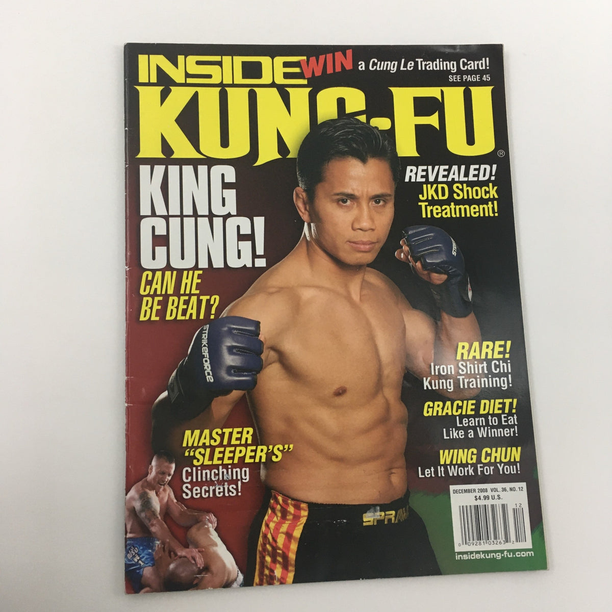 Cover of Inside Kung-Fu Magazine December 2008 featuring King Cung, promoting articles on martial arts training and techniques.