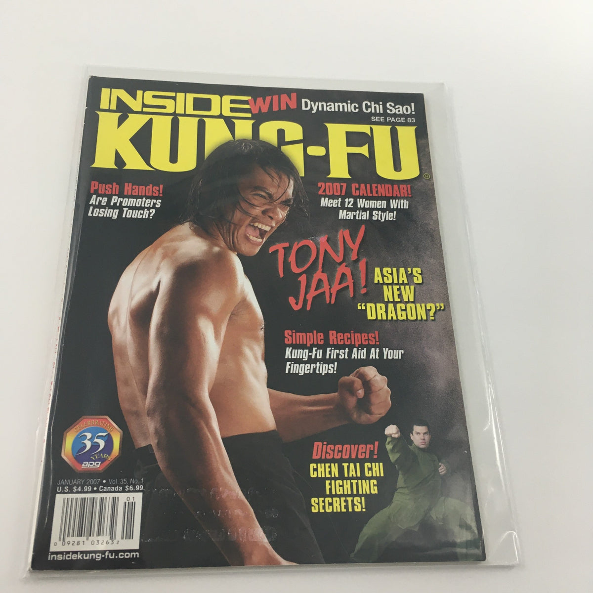 Inside Kung-Fu Magazine January 2007 featuring Tony Jaa as 'Asia's New Dragon', showcasing martial arts and culture.