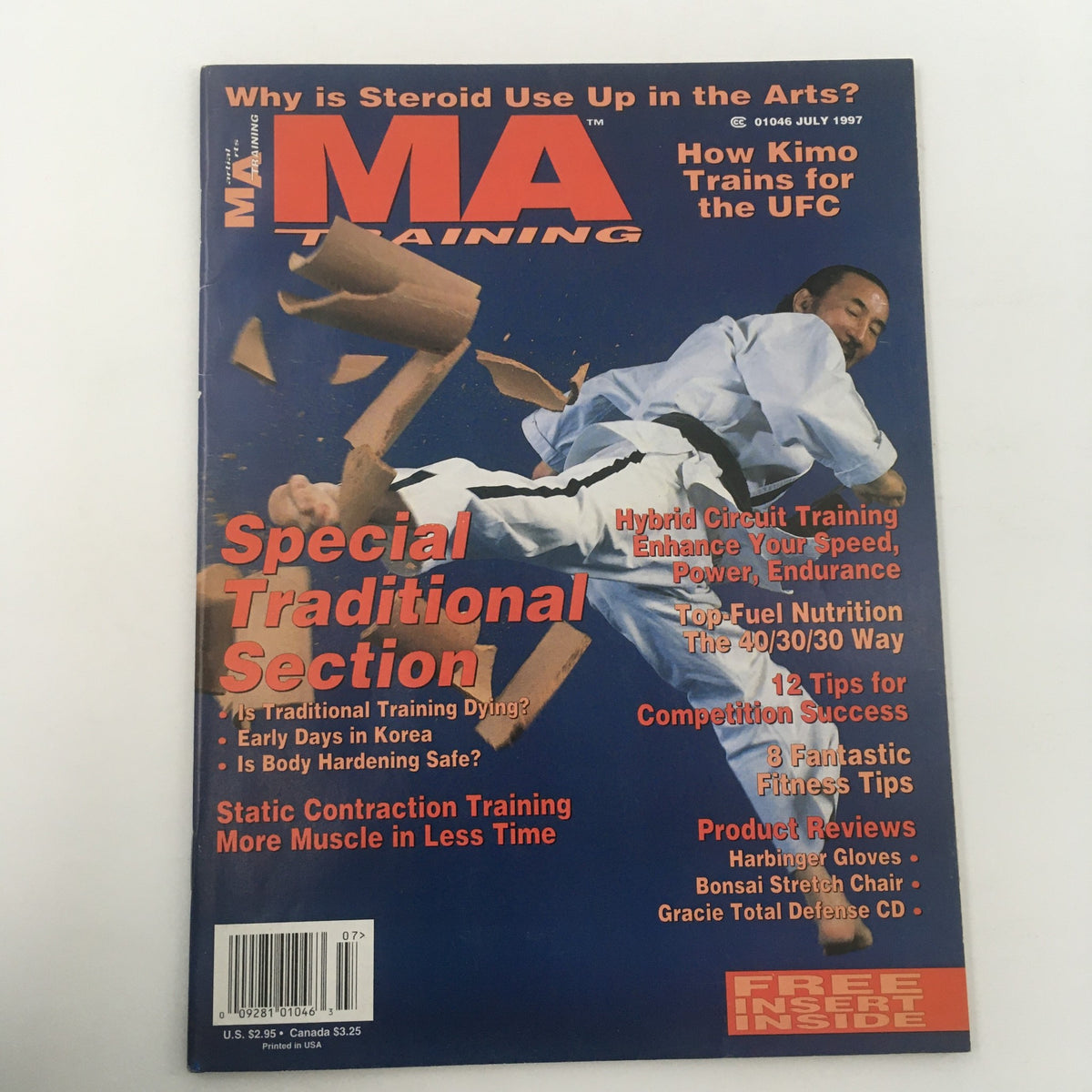Close-up view of the cover of MA Training Magazine July 1997, highlighting the section on '12 Tips For Competition Success'. The cover features imagery related to martial arts training and offers insights into competitive fitness strategies.