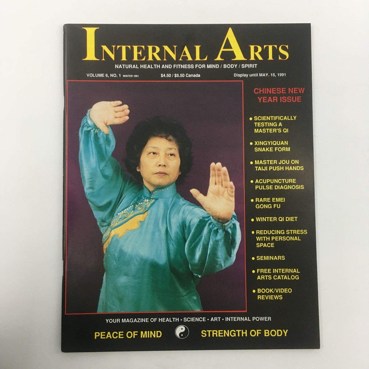 Internal Arts Magazine Winter 1991 Xingyiquan Snake Form Feature cover with a person in traditional attire demonstrating a martial arts stance, highlighting themes of wellness and internal martial arts.