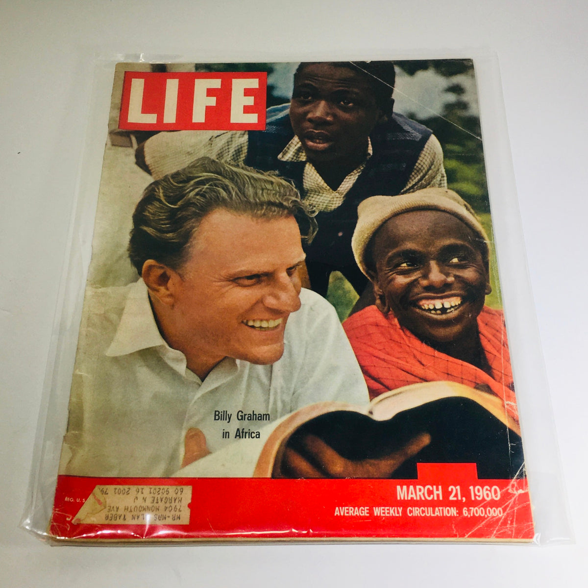 Vintage Life Magazine cover from March 21, 1960, featuring Billy Graham in Africa, capturing the essence of his impactful journey.