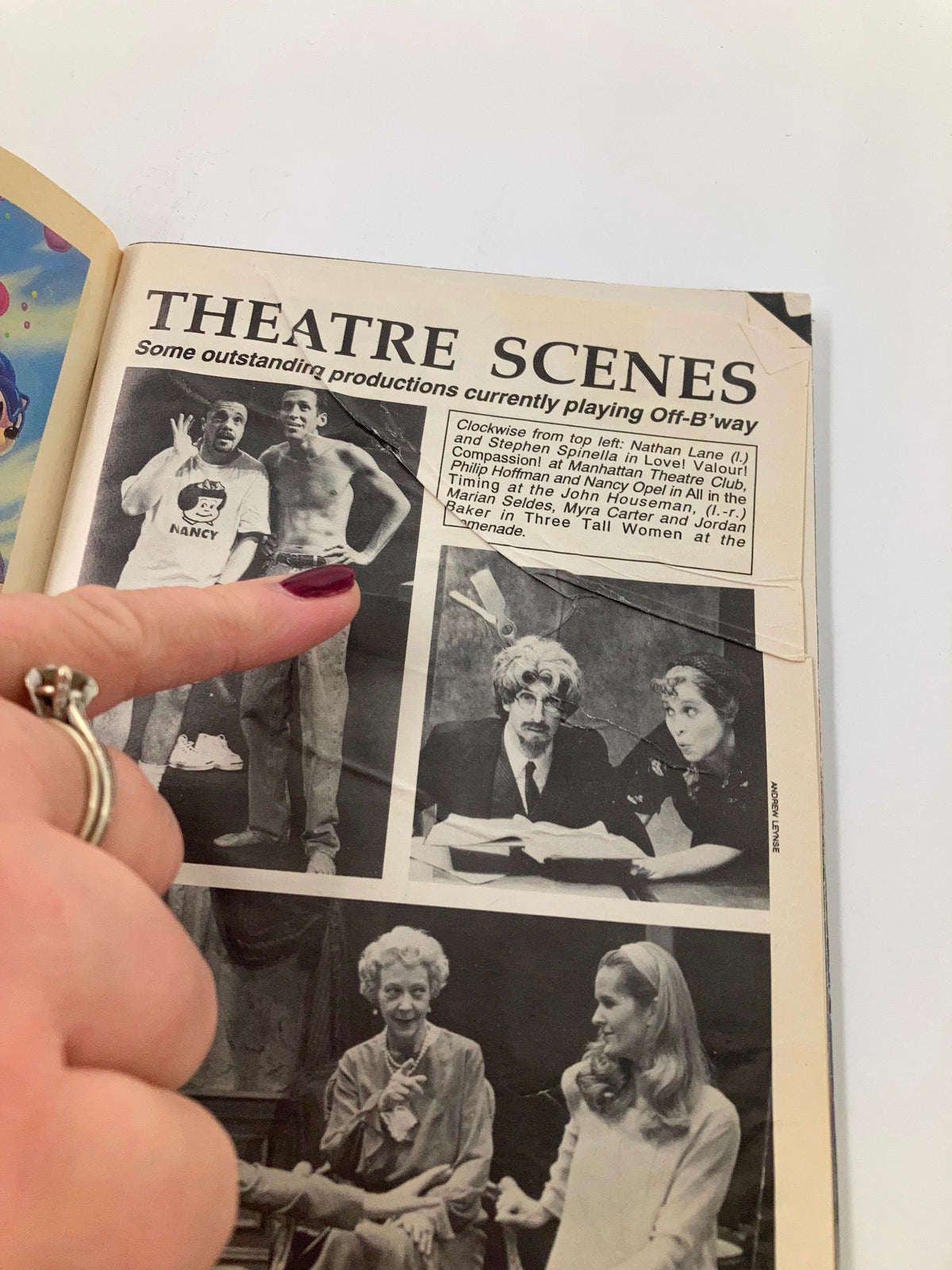 1994 Playbill Lucille Lortel Theatre featuring a theatre scene with actors, highlighting productions currently playing off-Broadway.