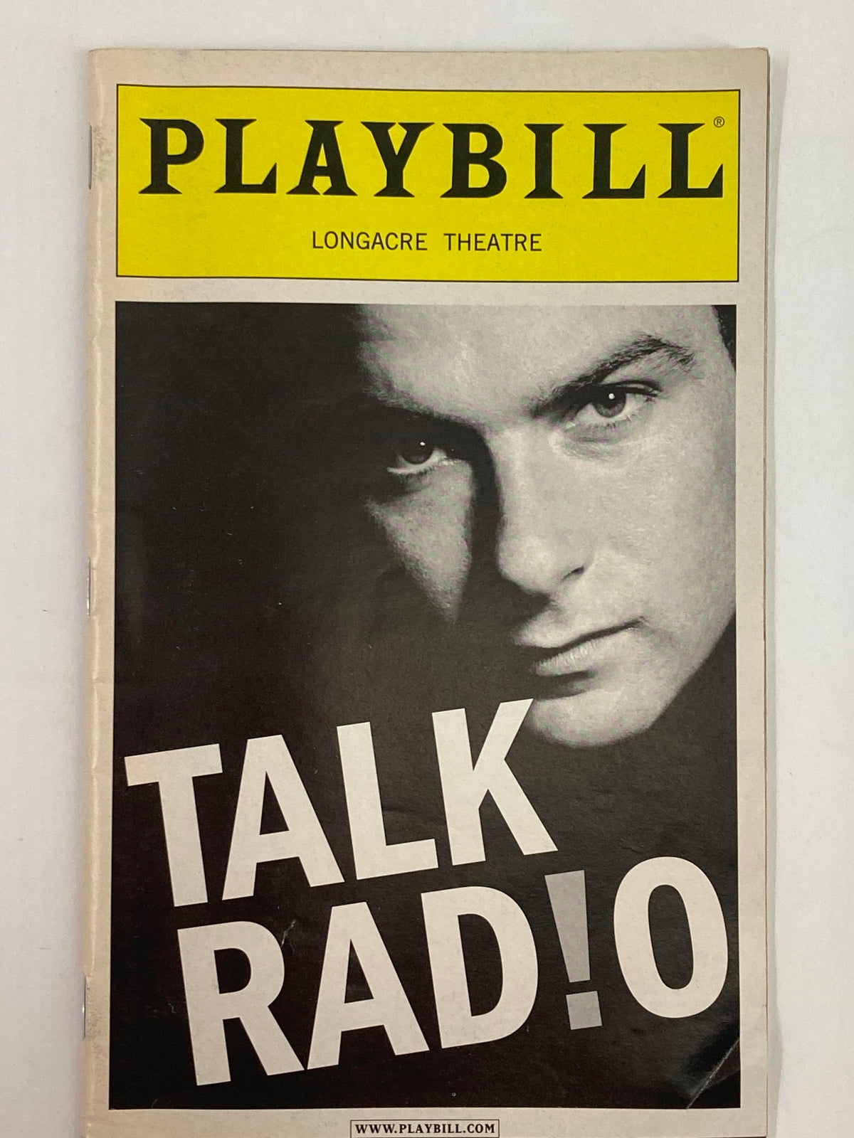 2007 Playbill from Longacre Theatre featuring the production of Talk Radio, showcasing a close-up black and white portrait of a male actor with dramatic lighting.