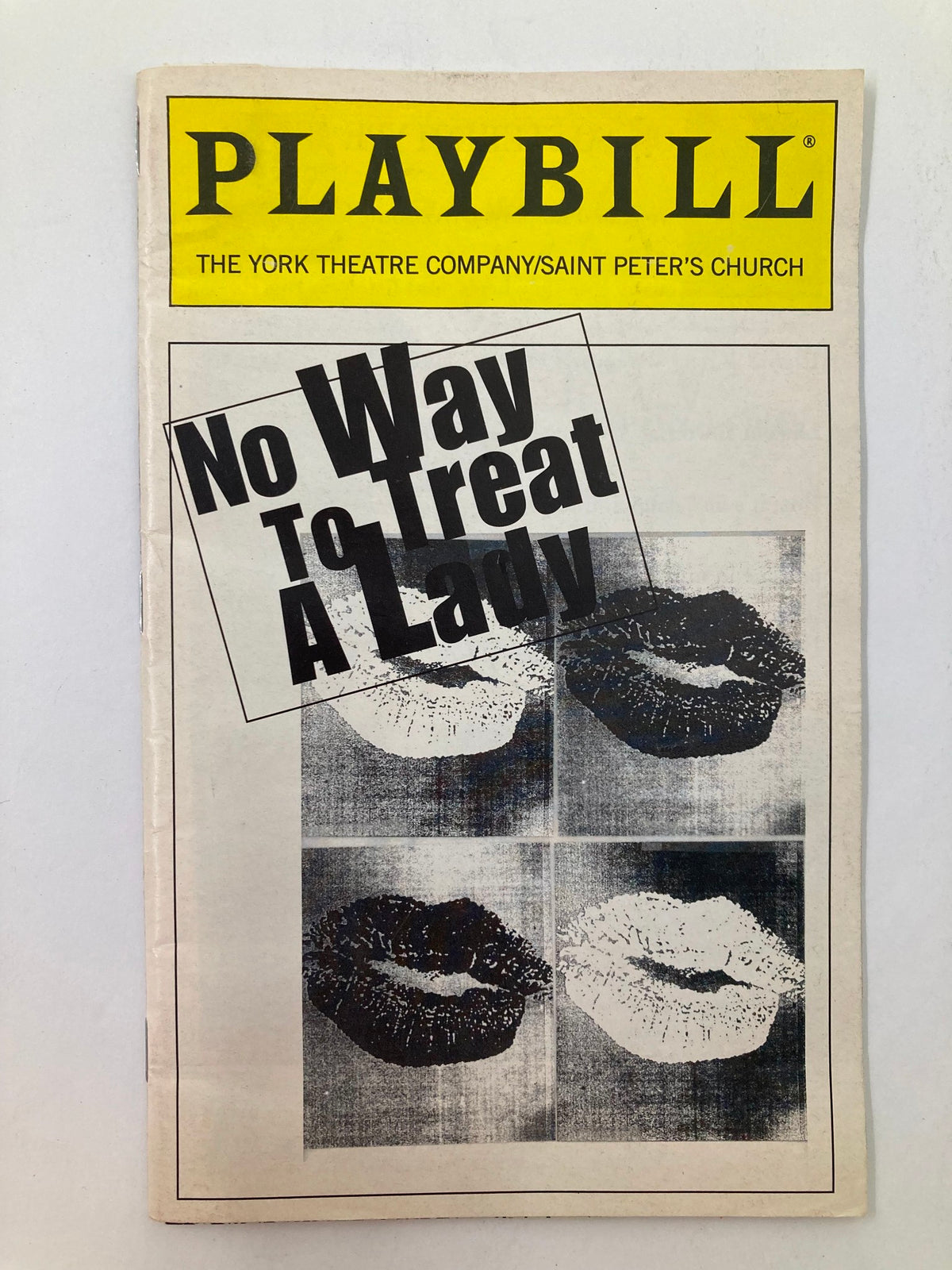 1997 Playbill for 'No Way To Treat A Lady' at The York Theatre featuring an artistic cover design with lips graphics.