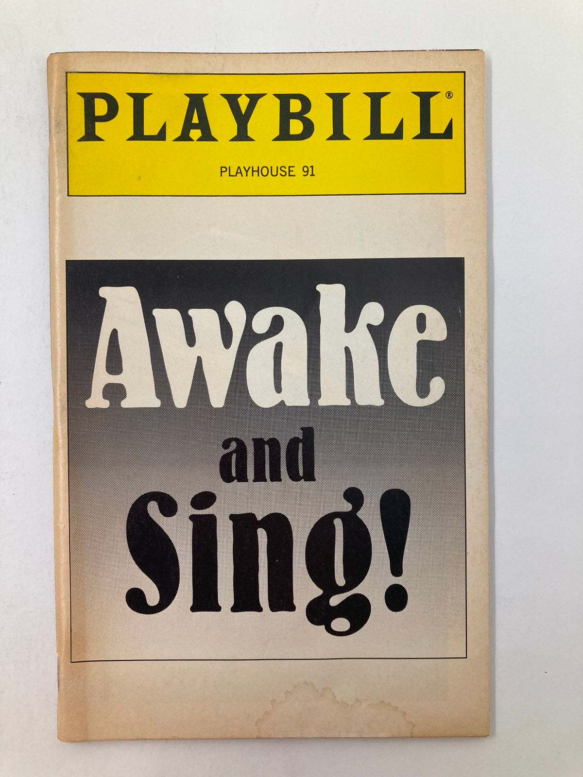 1995 Playbill for Awake and Sing! featuring Playhouse 91 logo and title design.