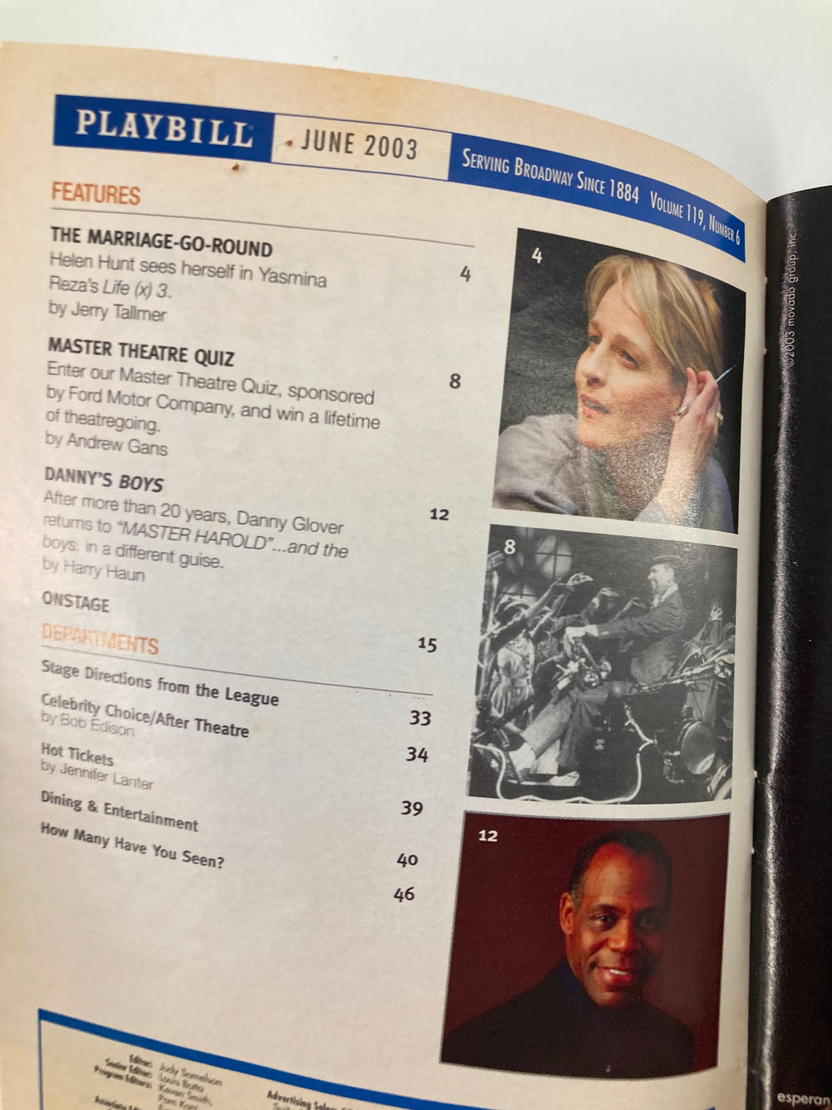 2003 Playbill St. James Theatre June issue featuring articles and highlights from Broadway, relevant to Mel Brooks' The Producers.
