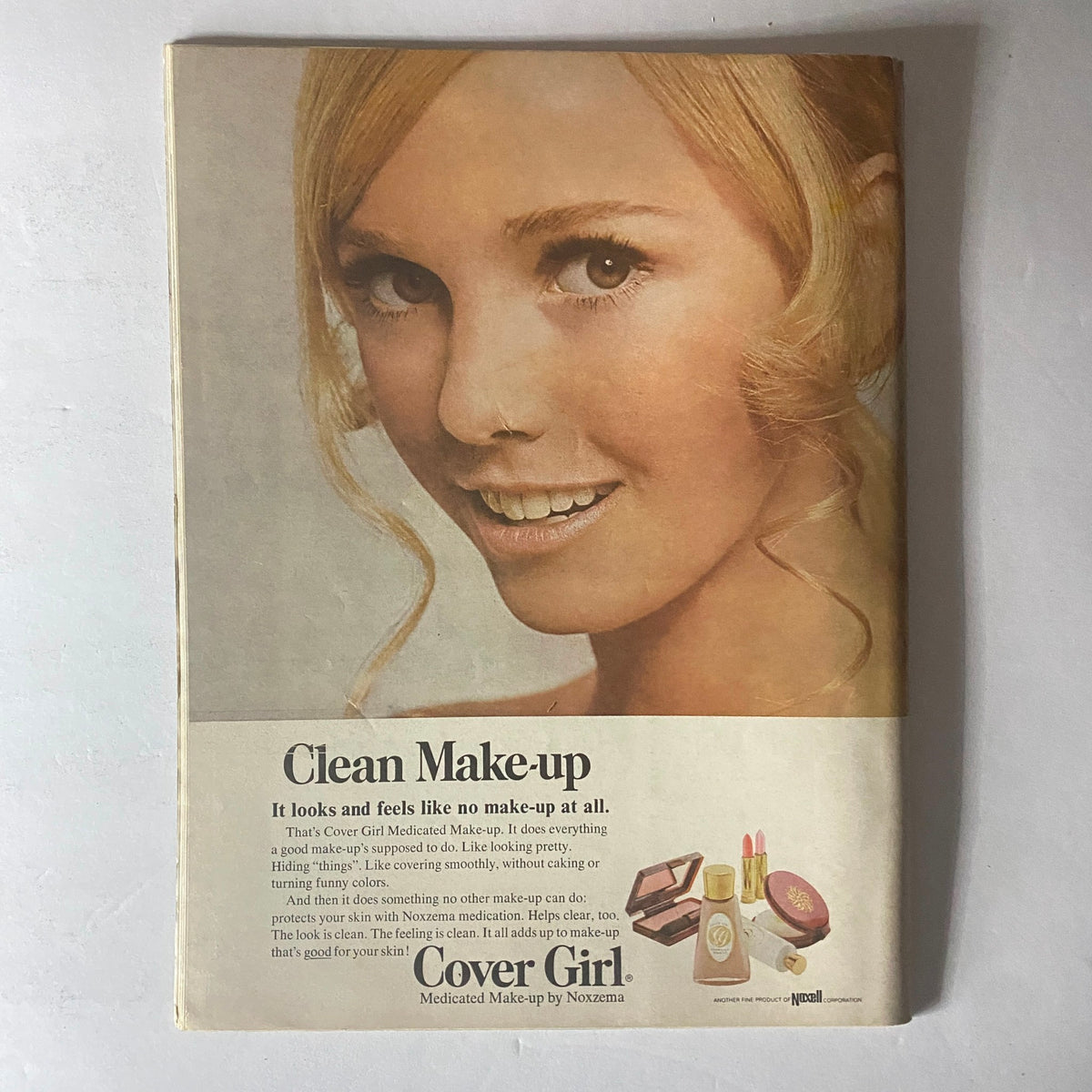 Back cover of Teen Magazine January 1969 featuring an advertisement for Cover Girl makeup, highlighting the features of 'Clean Make-up' endorsed by Noxzema.