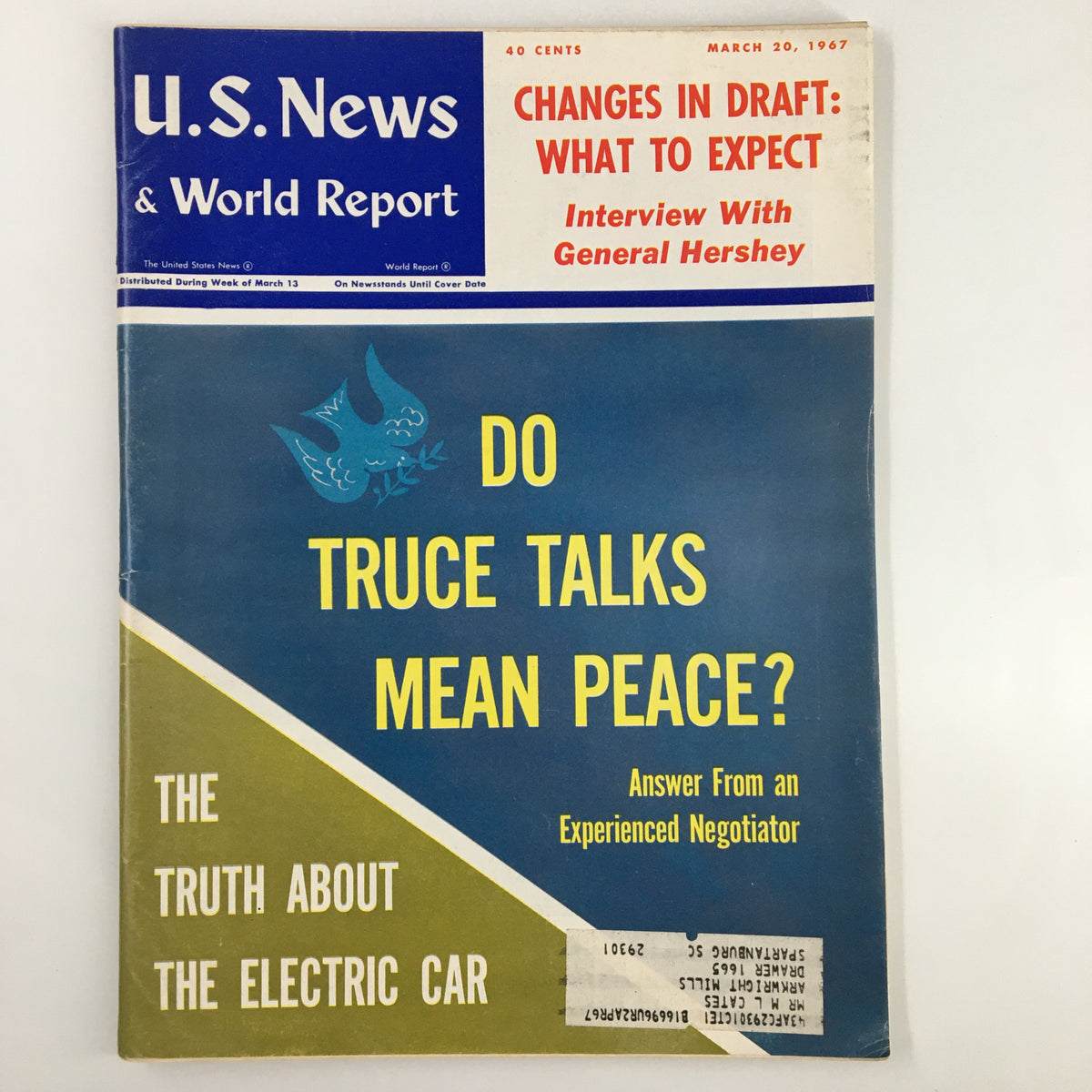 Cover of US News & World Report Magazine from March 20, 1947, featuring the title 'Do Truce Talks Mean Peace?' along with a discussion on international diplomacy and historical significance.