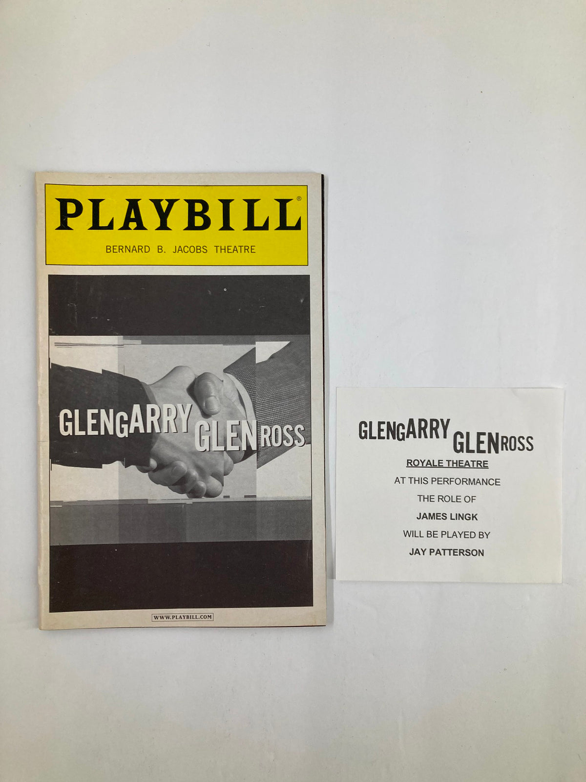 2005 Playbill from Bernard B. Jacobs Theatre featuring Alan Alda in Glenn Garry, Glenn Ross, showcasing iconic cover art and related paperwork for authenticity.