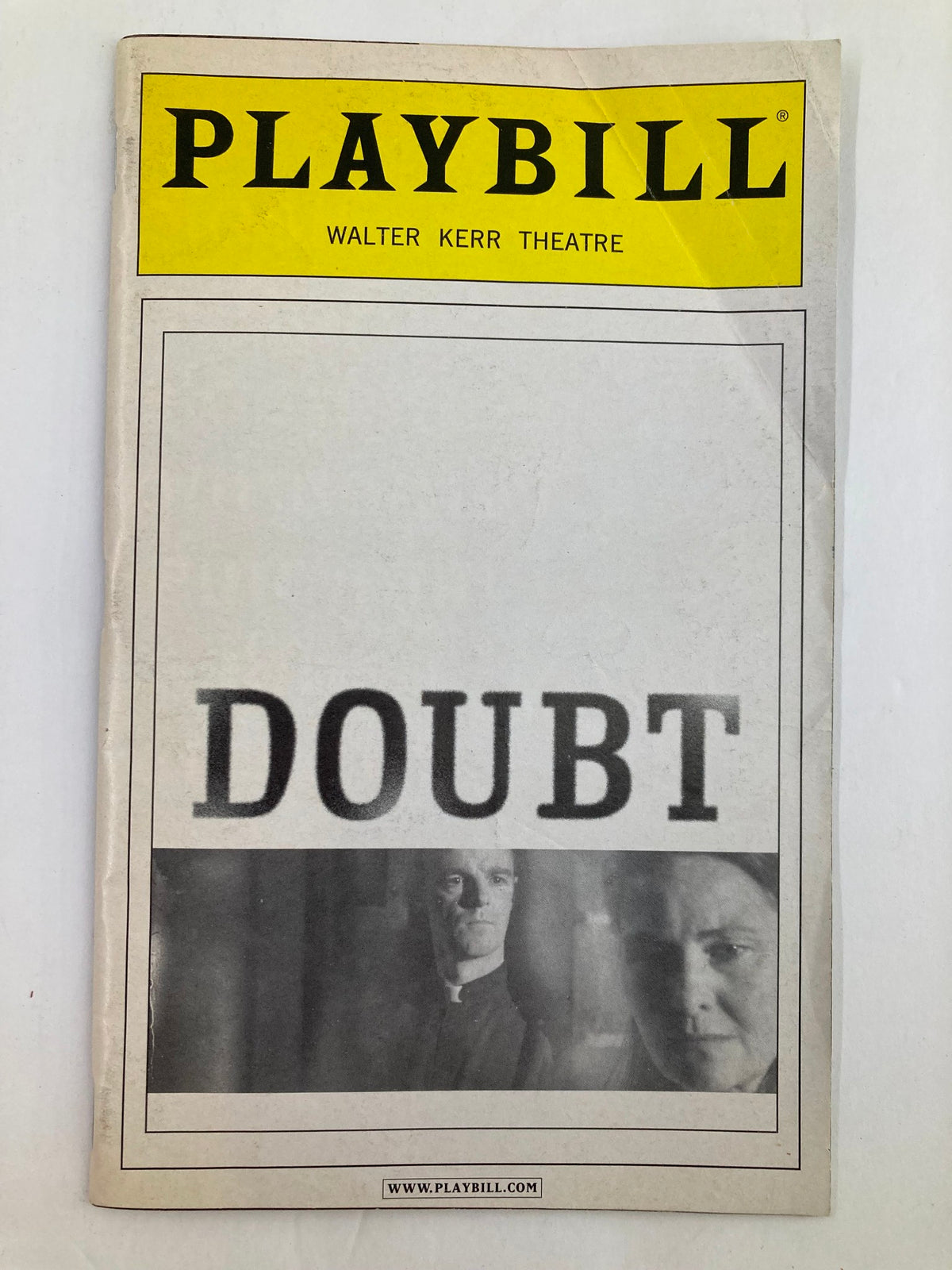 Cover of the 2005 Playbill from Walter Kerr Theatre featuring Cherry Jones in Doubt: A Parable, showcasing the title 'DOUBT' prominently.