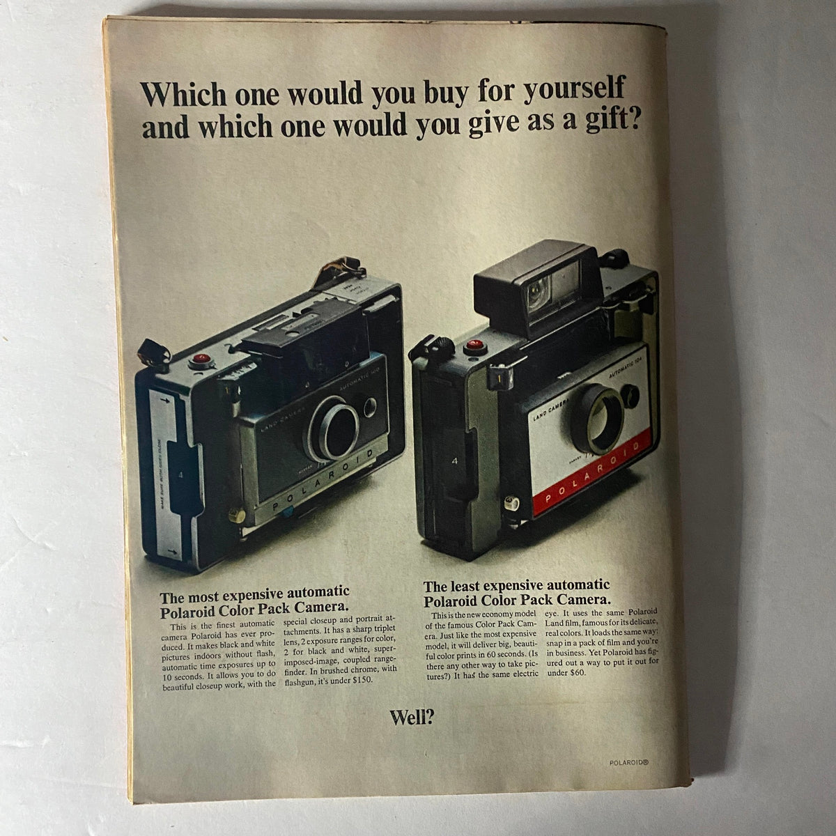 Advertisement page for Polaroid Color Pack Cameras from Time Magazine May 27, 1966, highlighting two models and their features for photography enthusiasts.