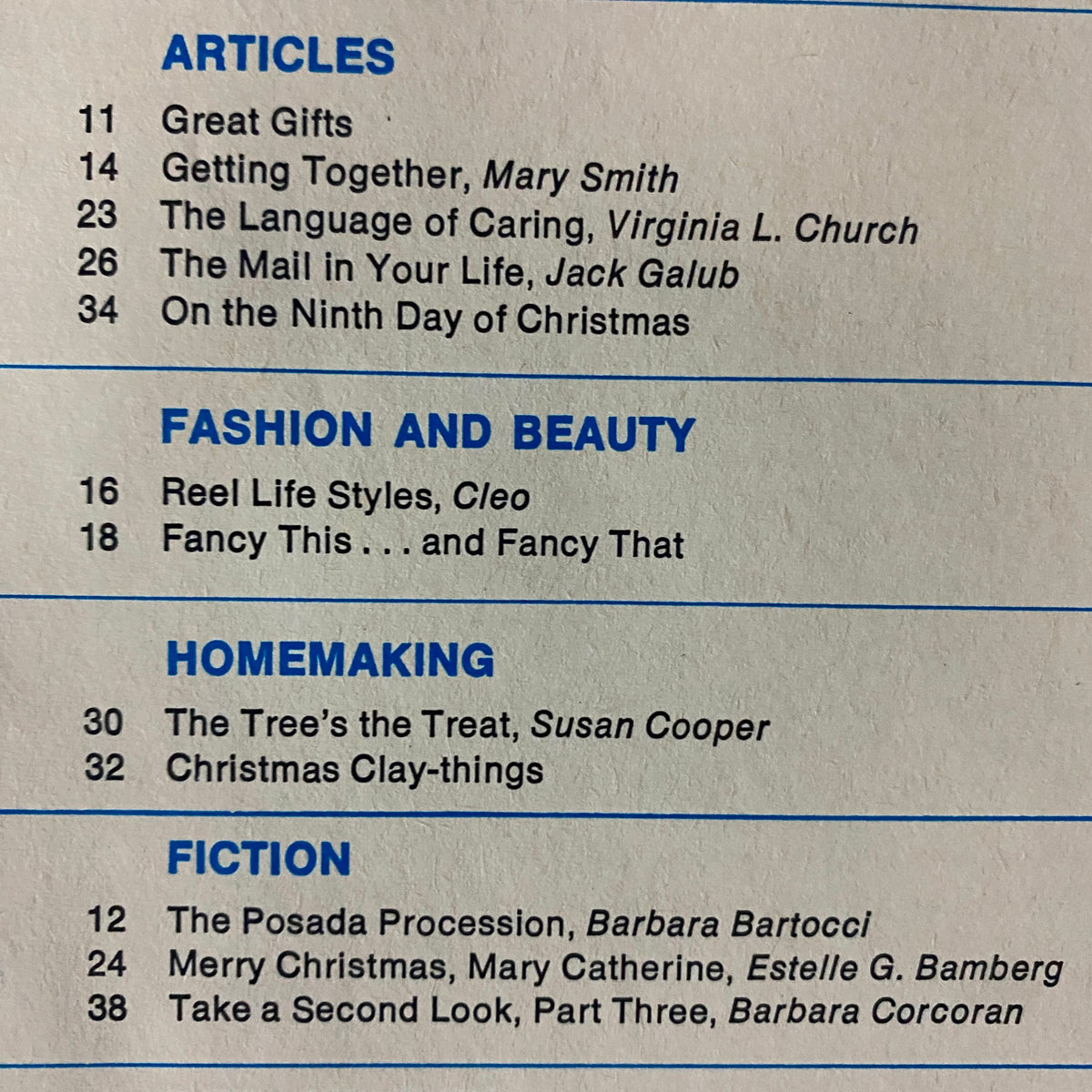 Contents page of American Girl Magazine December 1970, listing articles including 'Great Gifts' and 'The Language of Caring', representing the magazine's engaging content relevant to its historic context.