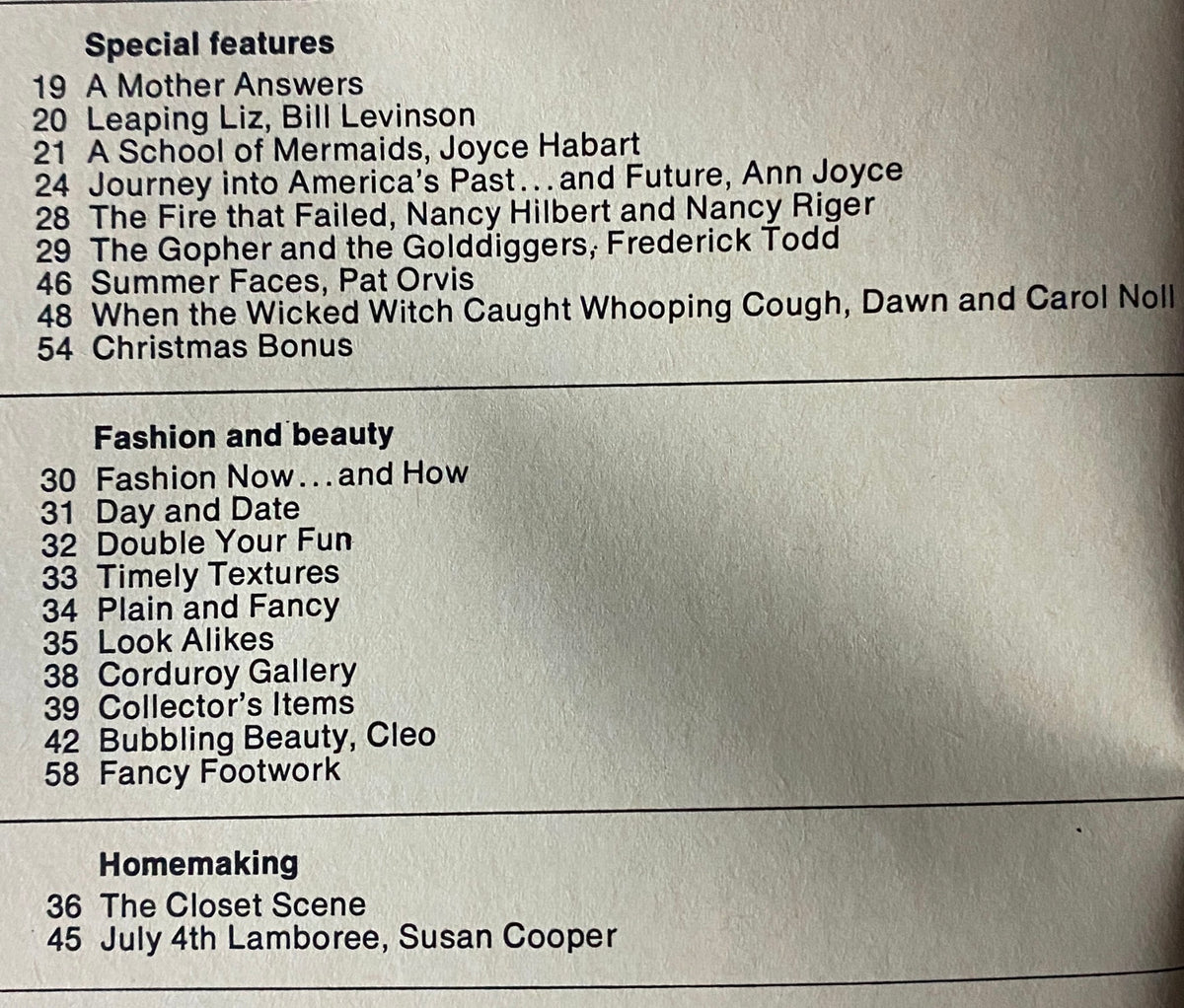 Interior page of American Girl Magazine July 1969 displaying the table of contents, highlighting special features and articles related to fashion, beauty, and cultural reflections of the 1960s.