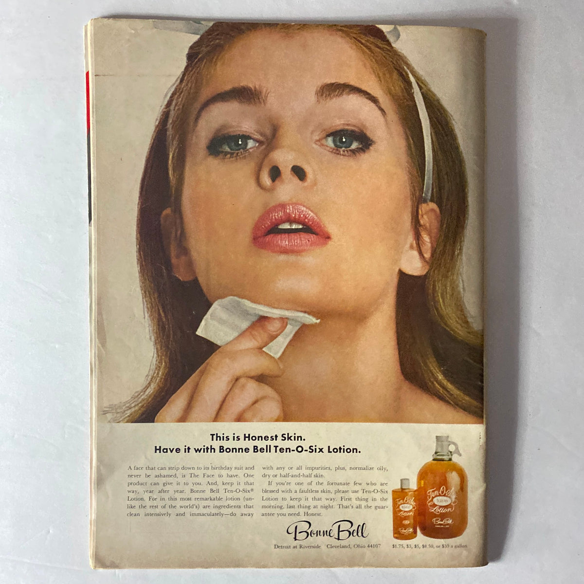 Cover of American Girl Magazine from October 1966 featuring a young woman applying Bonne Bell Ten-O-Six Lotion, highlighting beauty care for young women in the 1960s.