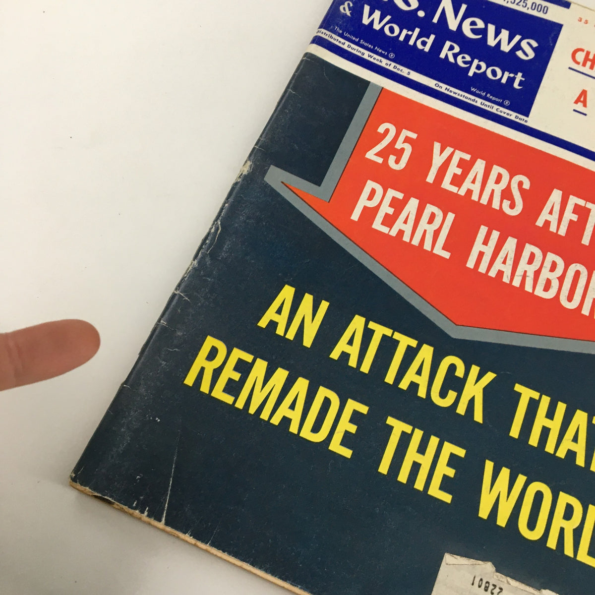 Detail of the US News & World Report Magazine December 12 1966 cover highlighting the major themes of tax increase discussions and the anniversary of Pearl Harbor.