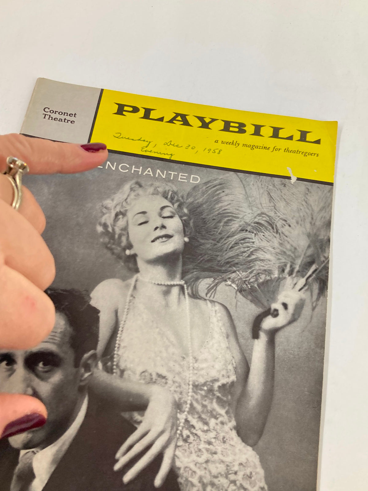 Close-up of the 1958 Playbill featuring Jason Robards Jr. in The Disenchanted, highlighting the detailed cover art and date of the performance.