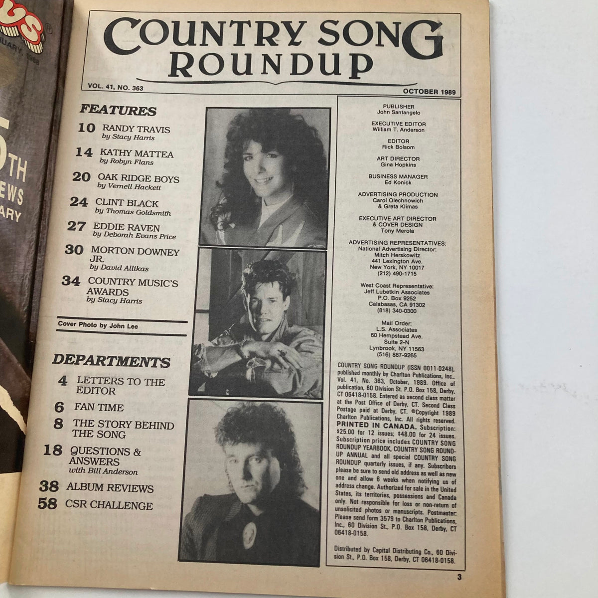 Vintage Country Song Roundup Magazine October 1989 Kathy Mattea & Randy Travis