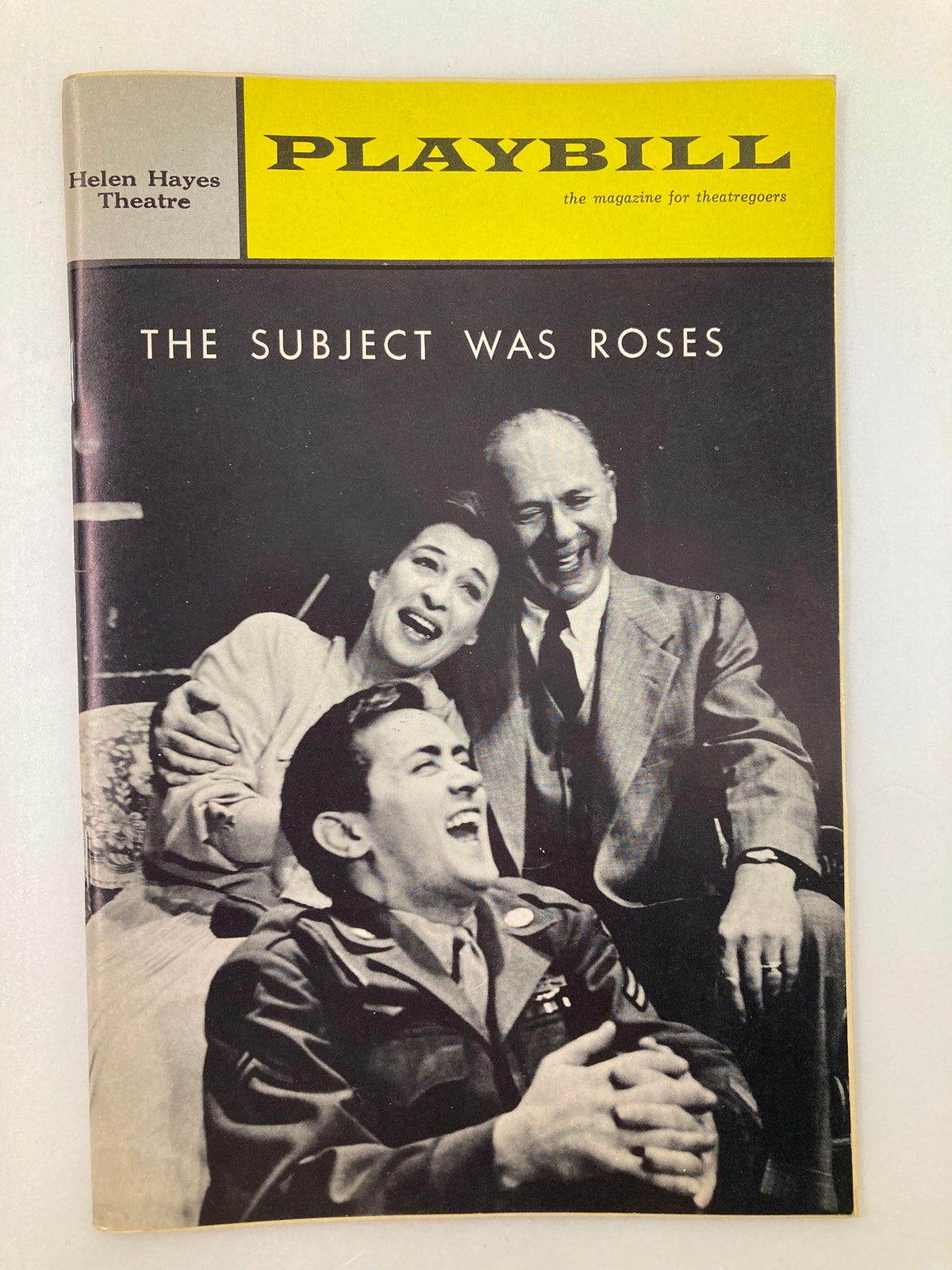 1965 Playbill from Helen Hayes Theatre featuring Jack Albertson in The Subject Was Roses, showcasing a captivating black and white photograph of the cast.