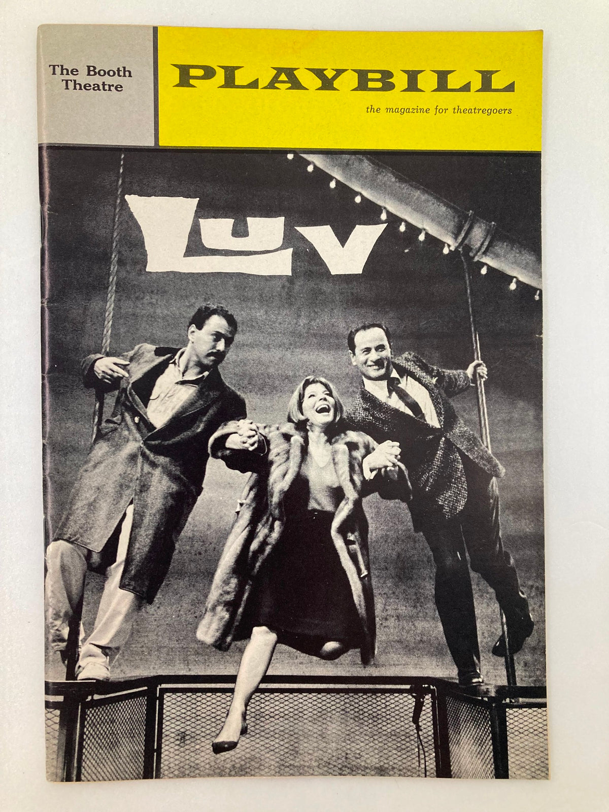 1965 Playbill featuring Eli Wallach, Anne Jackson, and Alan Arkin in the comedy Luv, showcasing a vintage design from The Booth Theatre.