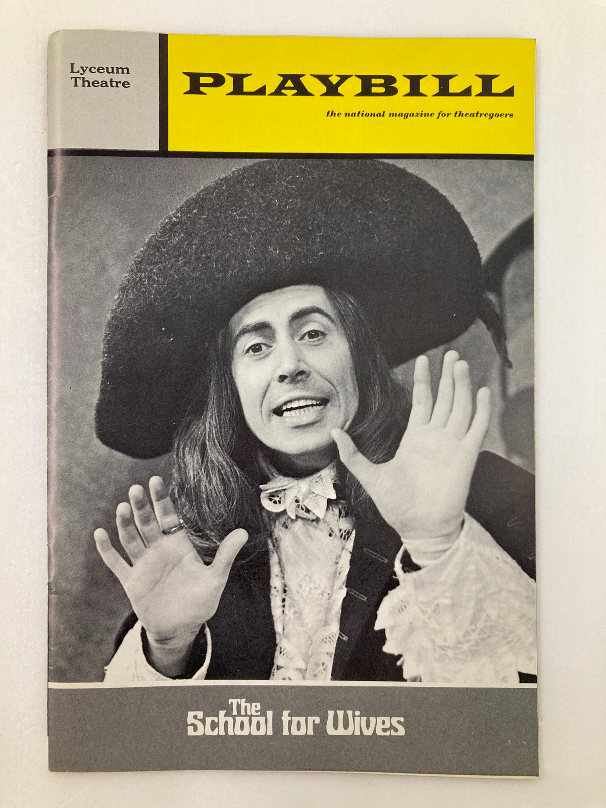 1971 Playbill featuring Brian Bedford in The School for Wives at the Lyceum Theatre, showcasing a vintage theatrical cover with the iconic performer.
