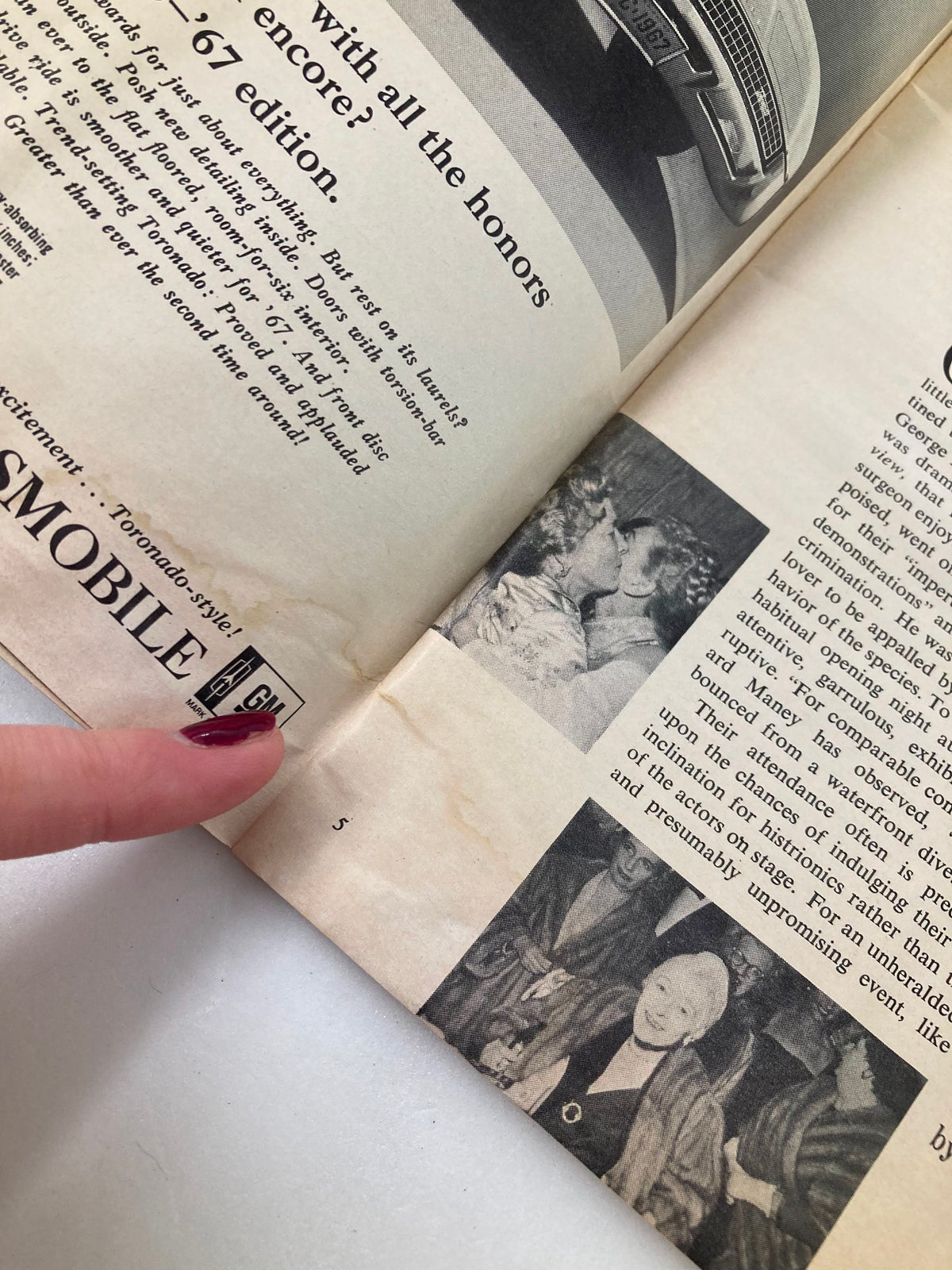 Detailed view of a page from the 1966 Playbill The Plymouth Theatre showing part of the magazine layout, enhancing the vintage character of the 'Philadelphia, Here I Come' Playbill.