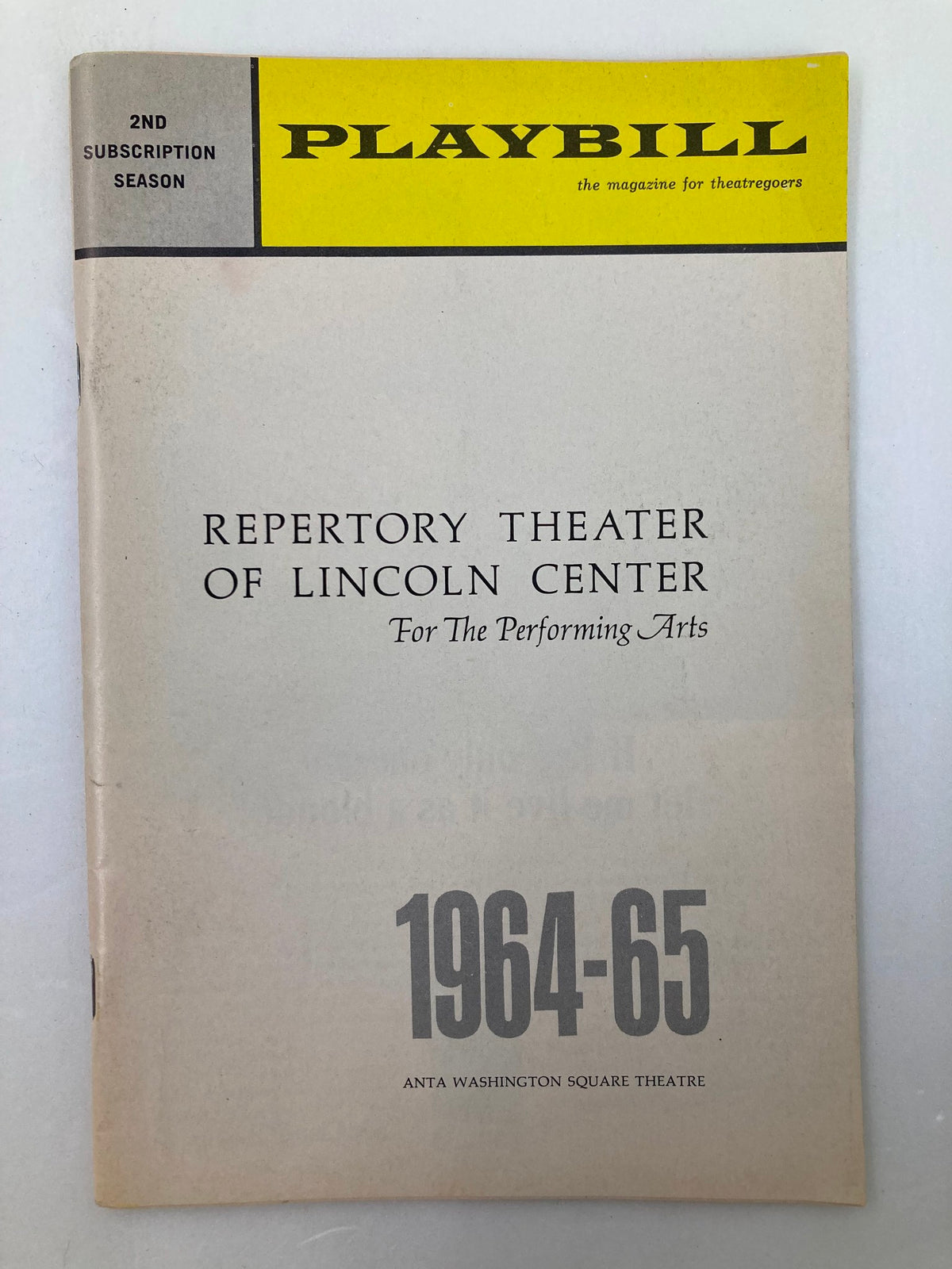 1965 Playbill featuring Paul Mann in Incident at Vichy, from the Repertory Theater of Lincoln Center, highlighting the 1964-65 subscription season at the ANTA Washington Square Theatre.