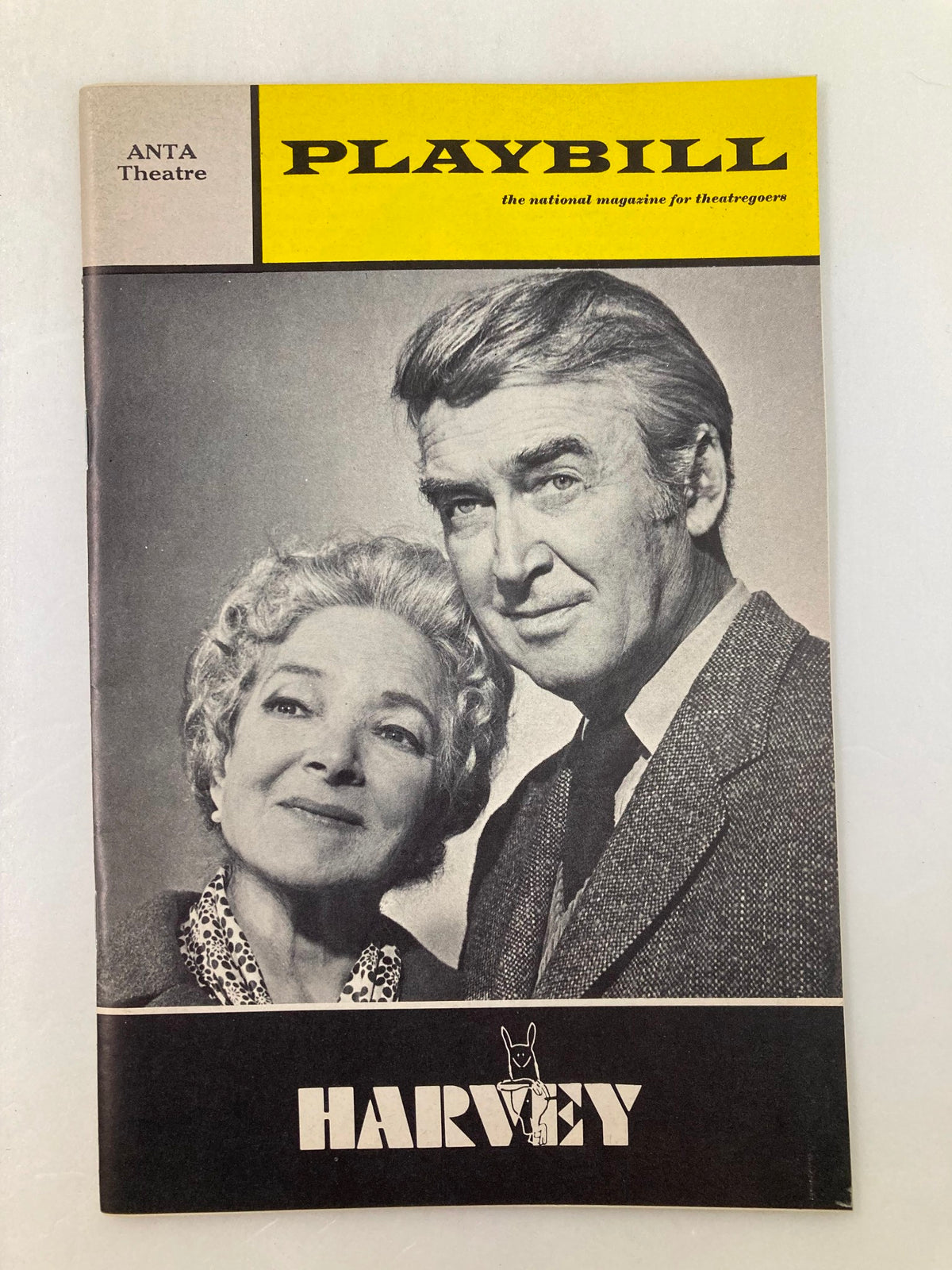 1970 Playbill for Anta Theatre featuring James Stewart and Helen Hayes in the production of Harvey, showcasing a classic black and white portrait of the stars.