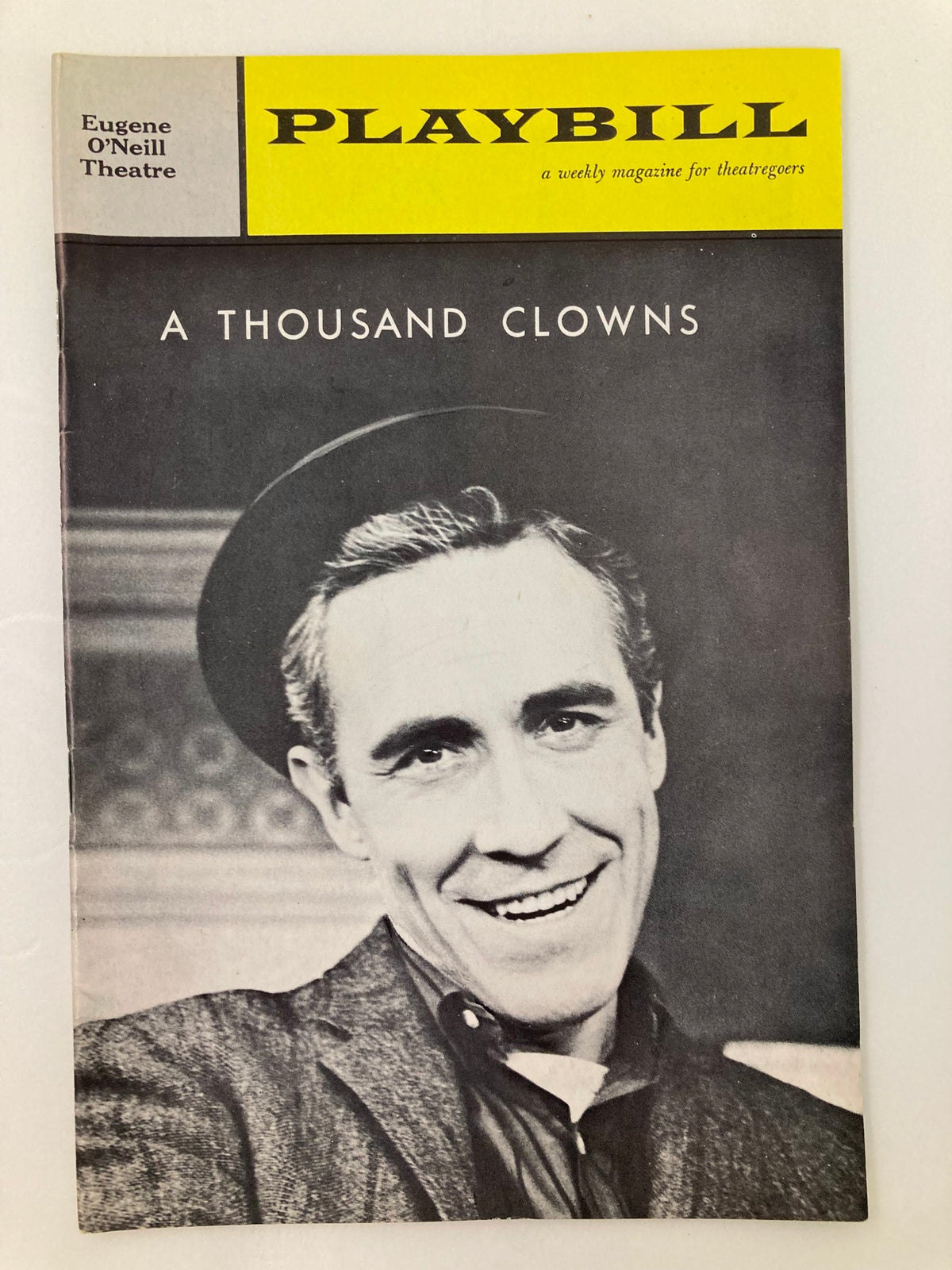 1962 Playbill for A Thousand Clowns at Eugene O'Neill Theatre featuring Jason Robards Jr., showcasing a vintage design with a black and white photograph of Robards smiling.