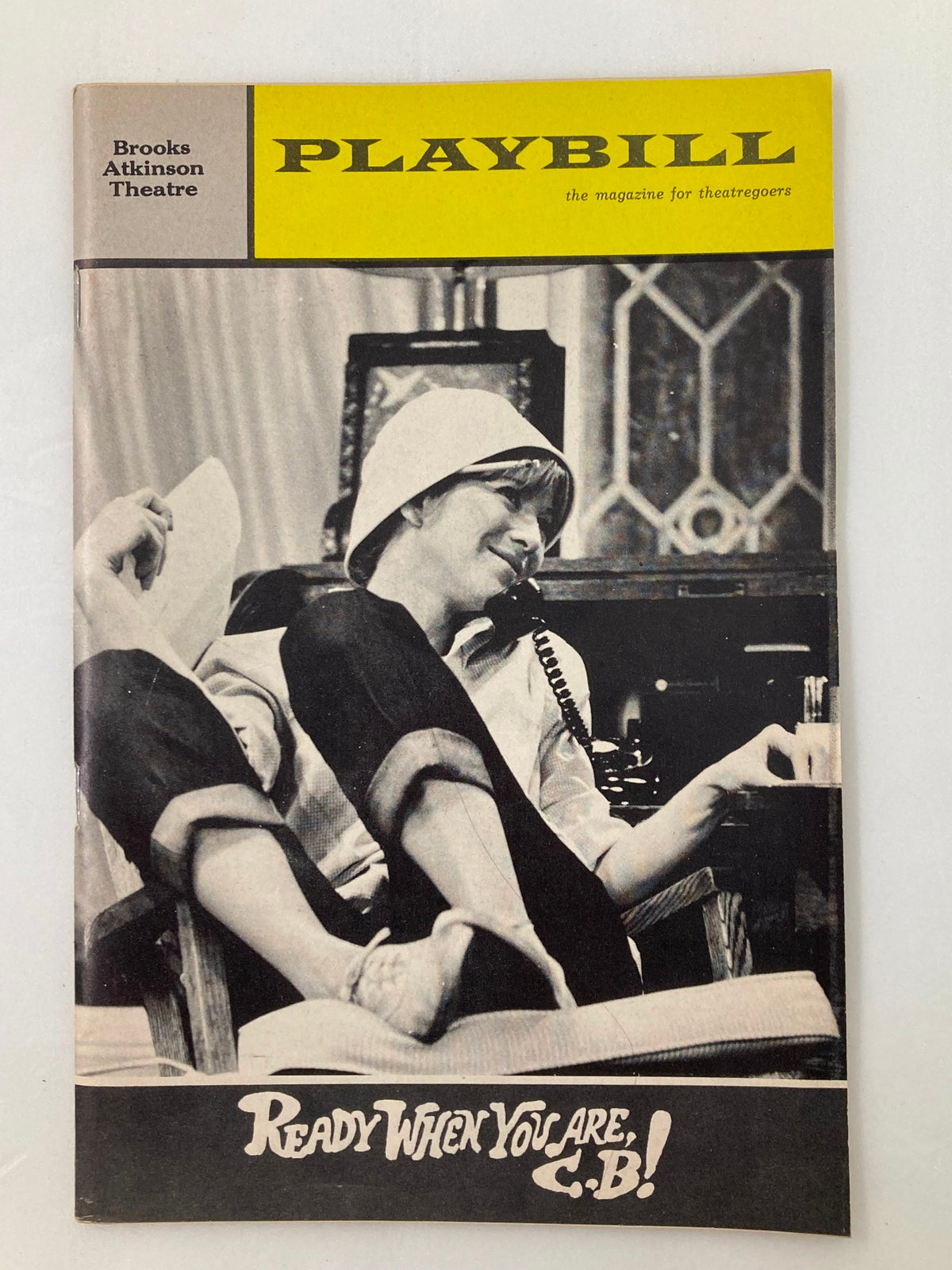 1965 Playbill from Brooks Atkinson Theatre featuring Julie Harris in 'Ready When You Are, C.B!' with a vintage design and iconic imagery.